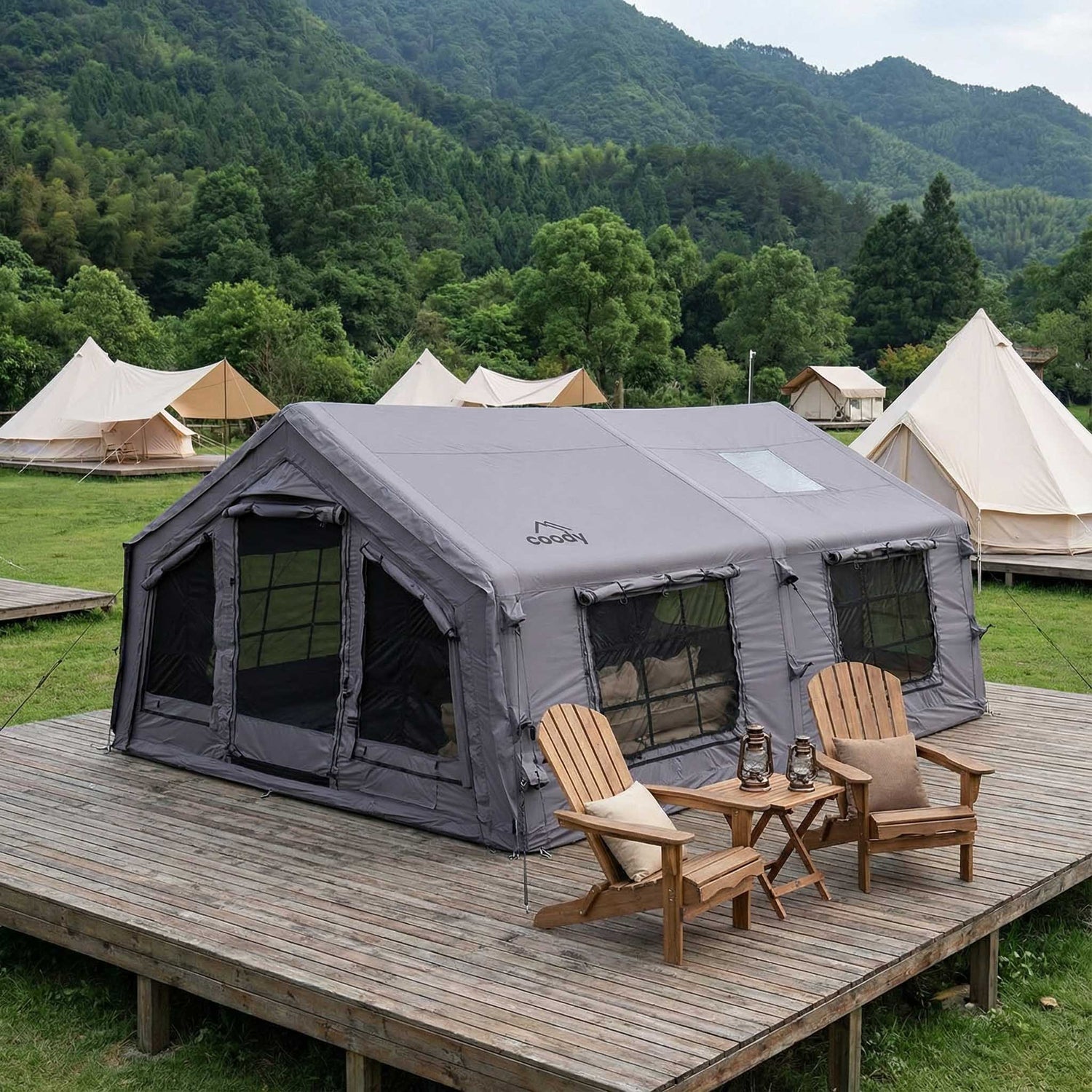 Coody 17.2 (Koala-7) Gray Inflatable Tent House for Camping (2-10 person) - RBM Outdoors
