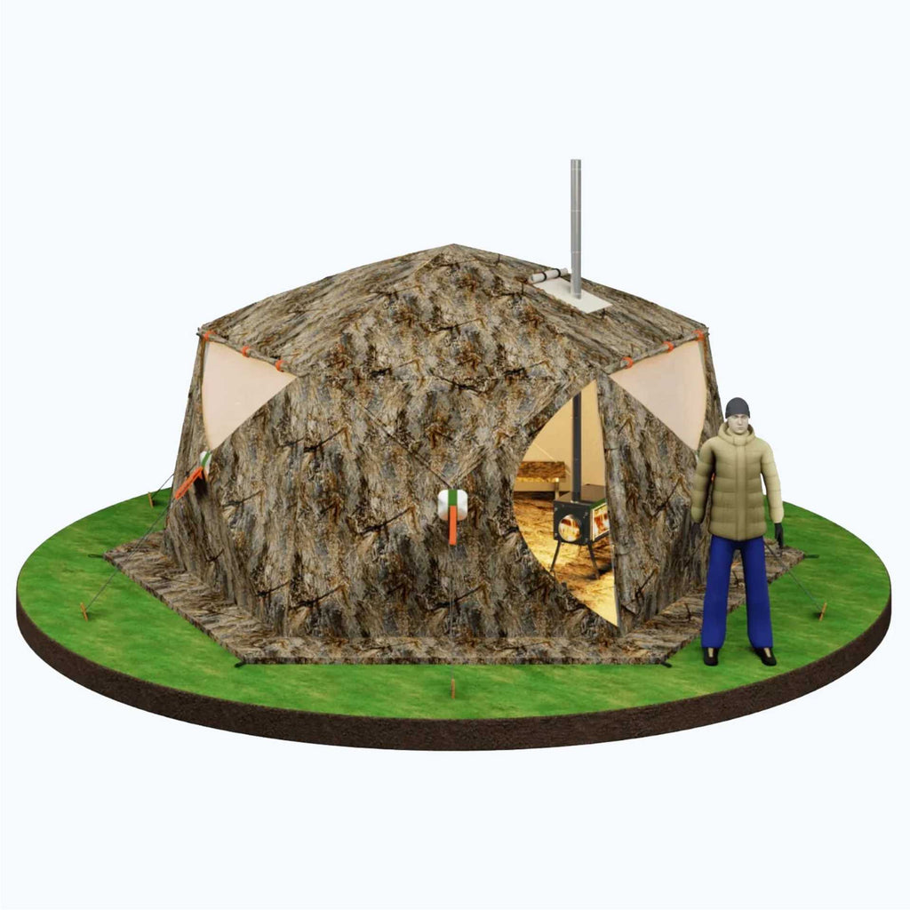 All-Season Premium Outfitter Wall Tent with Stove Jack  "Hexagon". Best for 8 person.