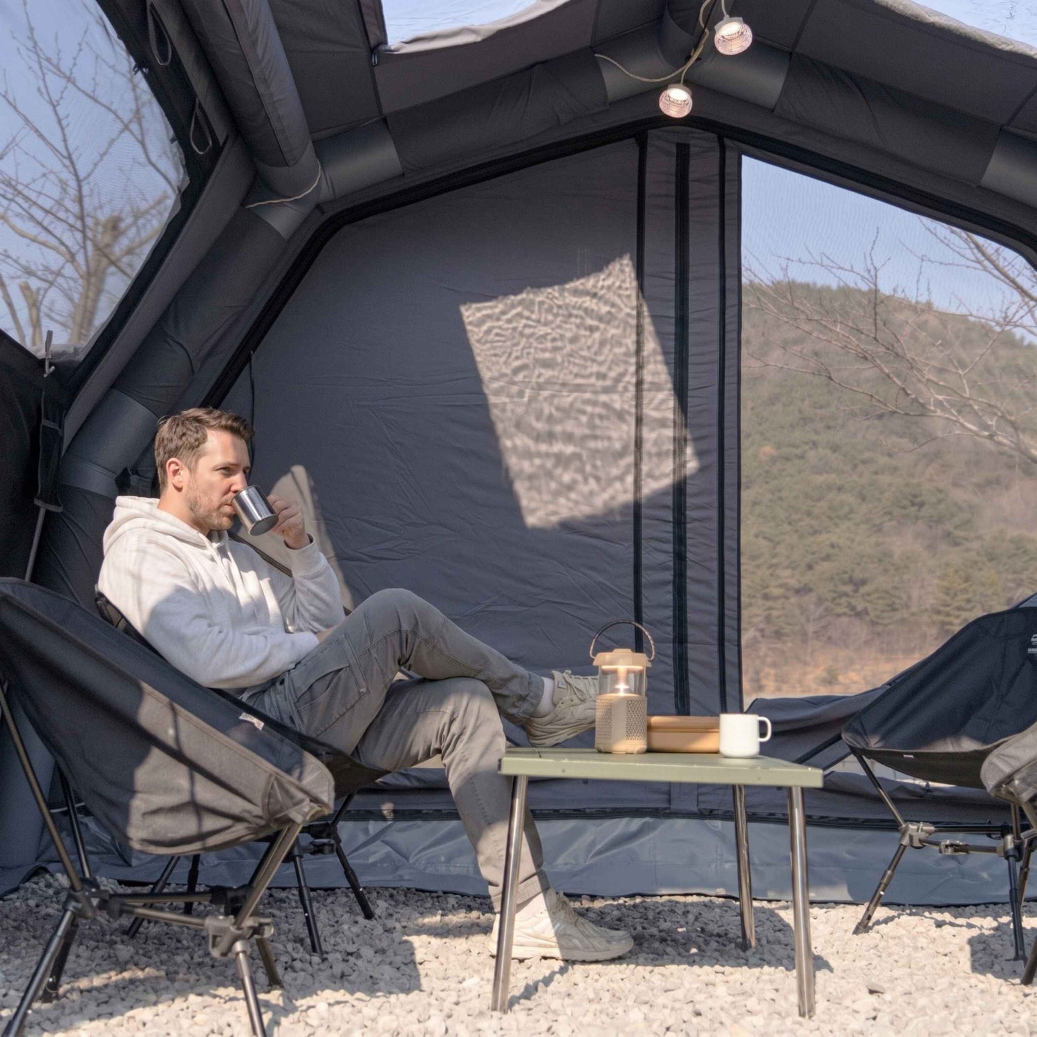 Coody 10.0 PRO Gray Premium Inflatable Canvas Tent for 2–4 Campers