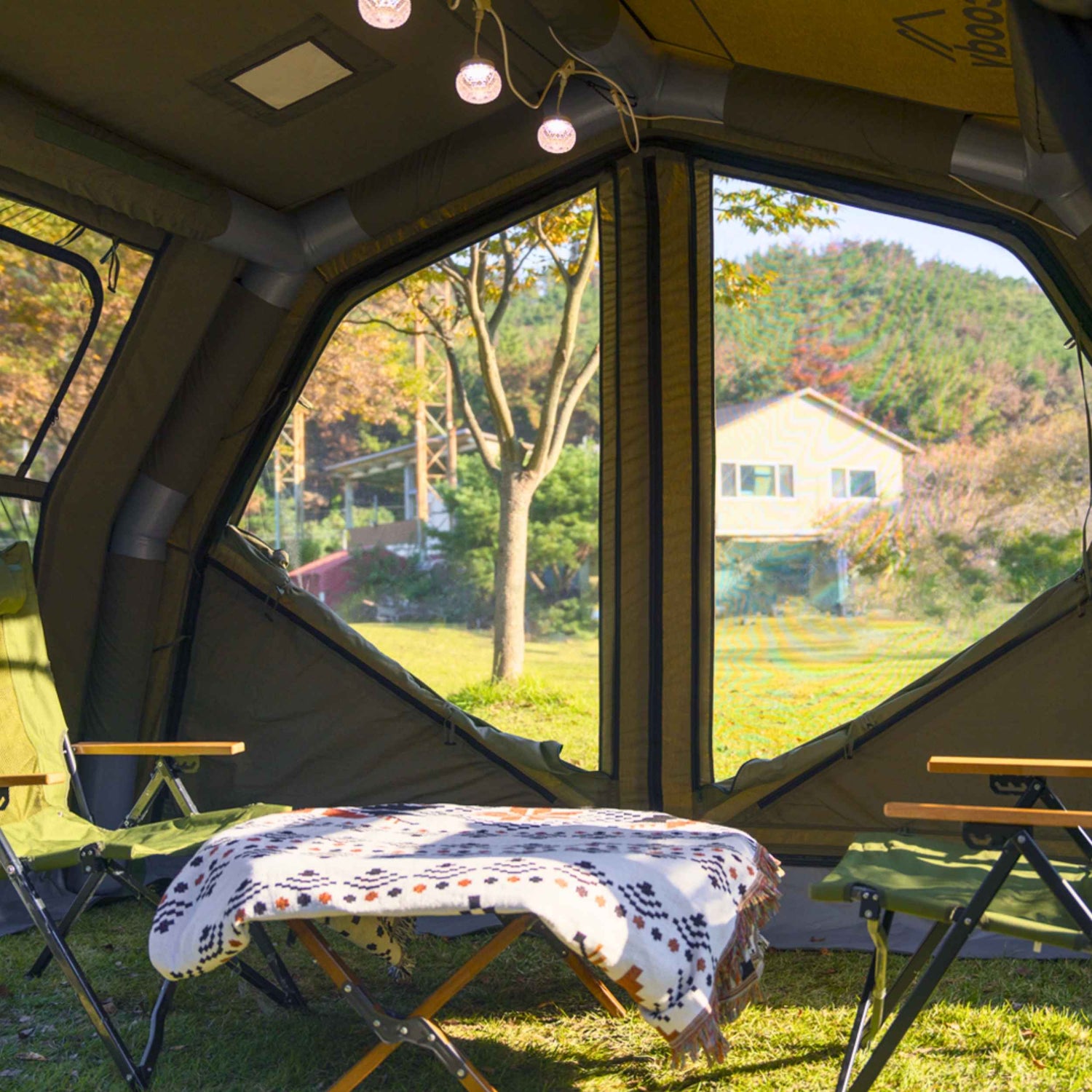 Coody Familia AirTent 17.2 PRO Forest Green (2-10 Person)+Electric Pump+TPU Door Forest Green+Ground Sheet