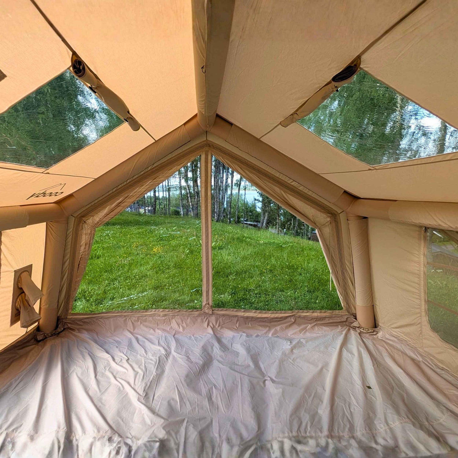 Inflatable tent bundle with insulated carpet and waterproof PVC ground layer