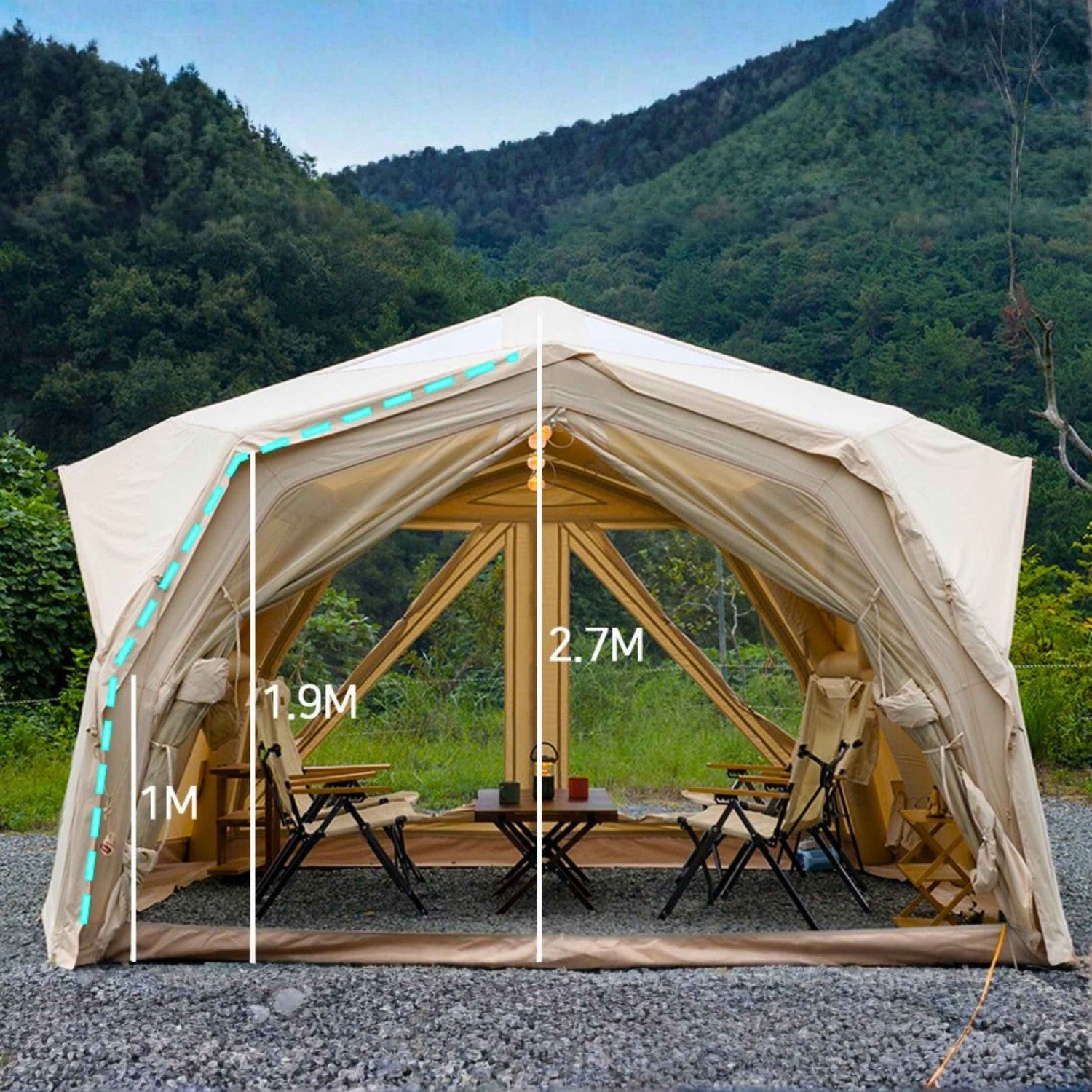 Coody Hub Pro Beige- Inflatable Tent for Camping (2-6 Person) - RBM Outdoors