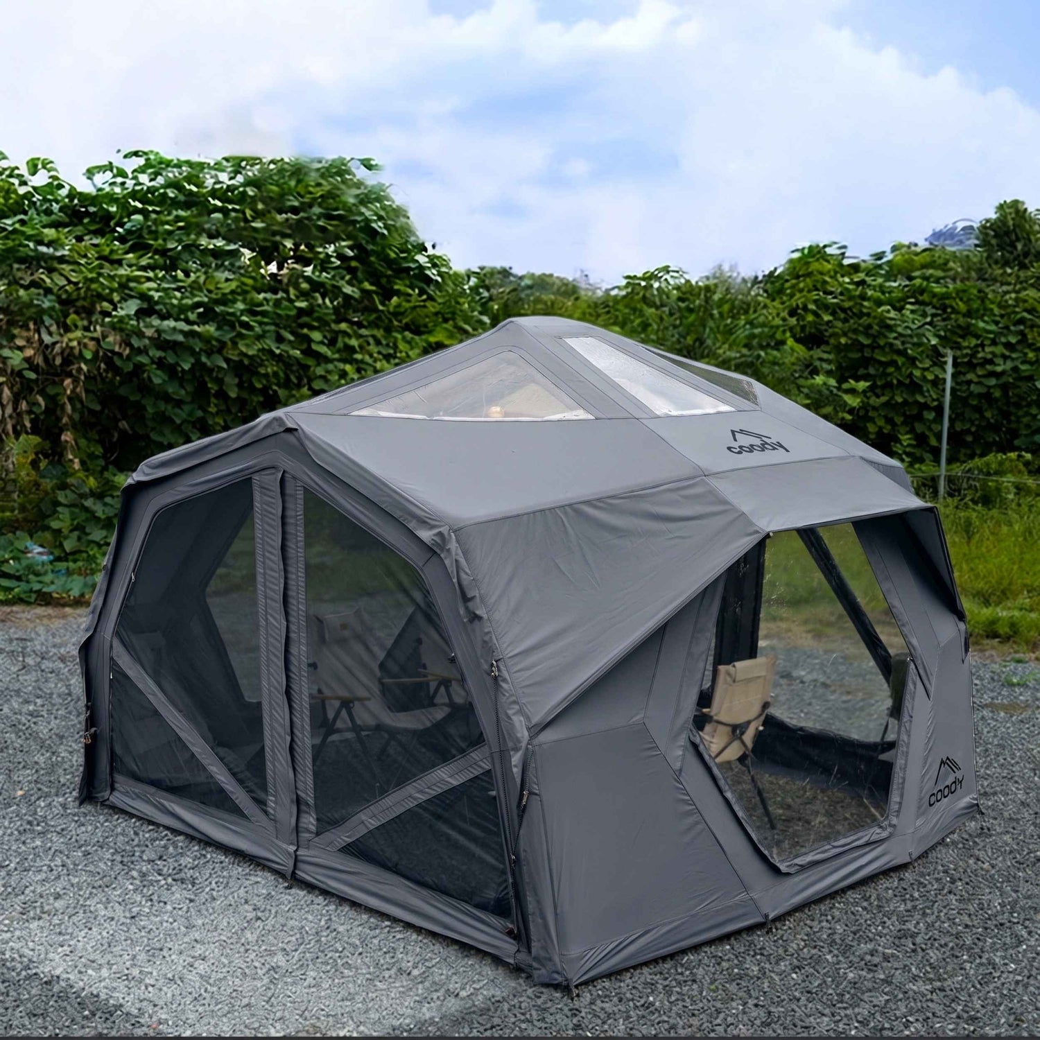 Coody Hub Pro Gray - Inflatable Tent for Camping (2-6 Person)