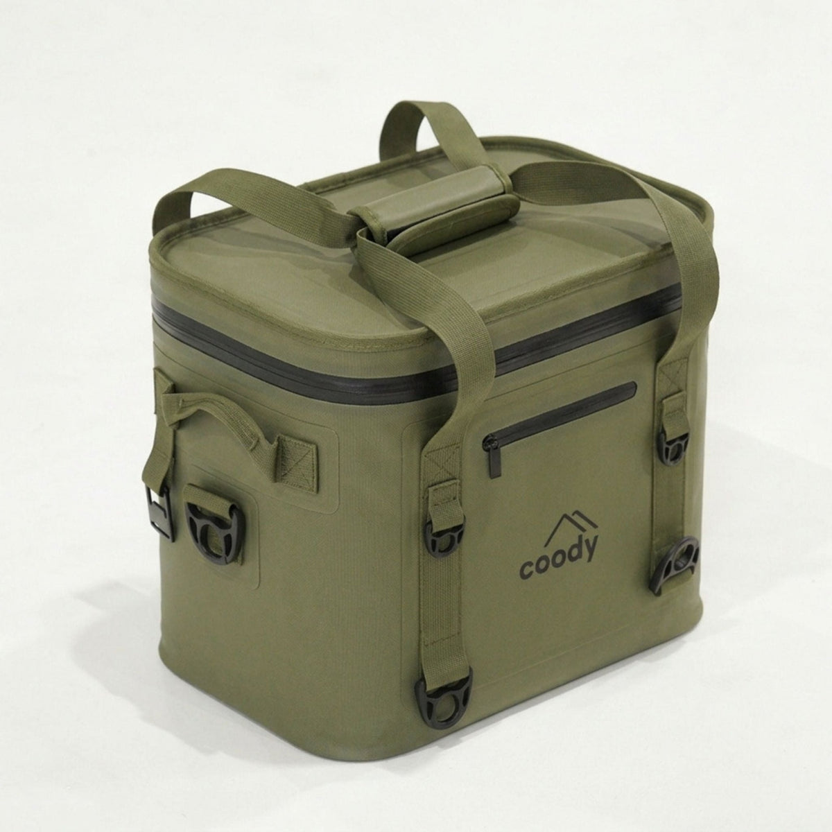 Coody Soft Cooler Bag 20L Khaki – Holds Up to 30 Cans, 20mm High-Density NBR Insulation, AIR-TIGHT Zipper