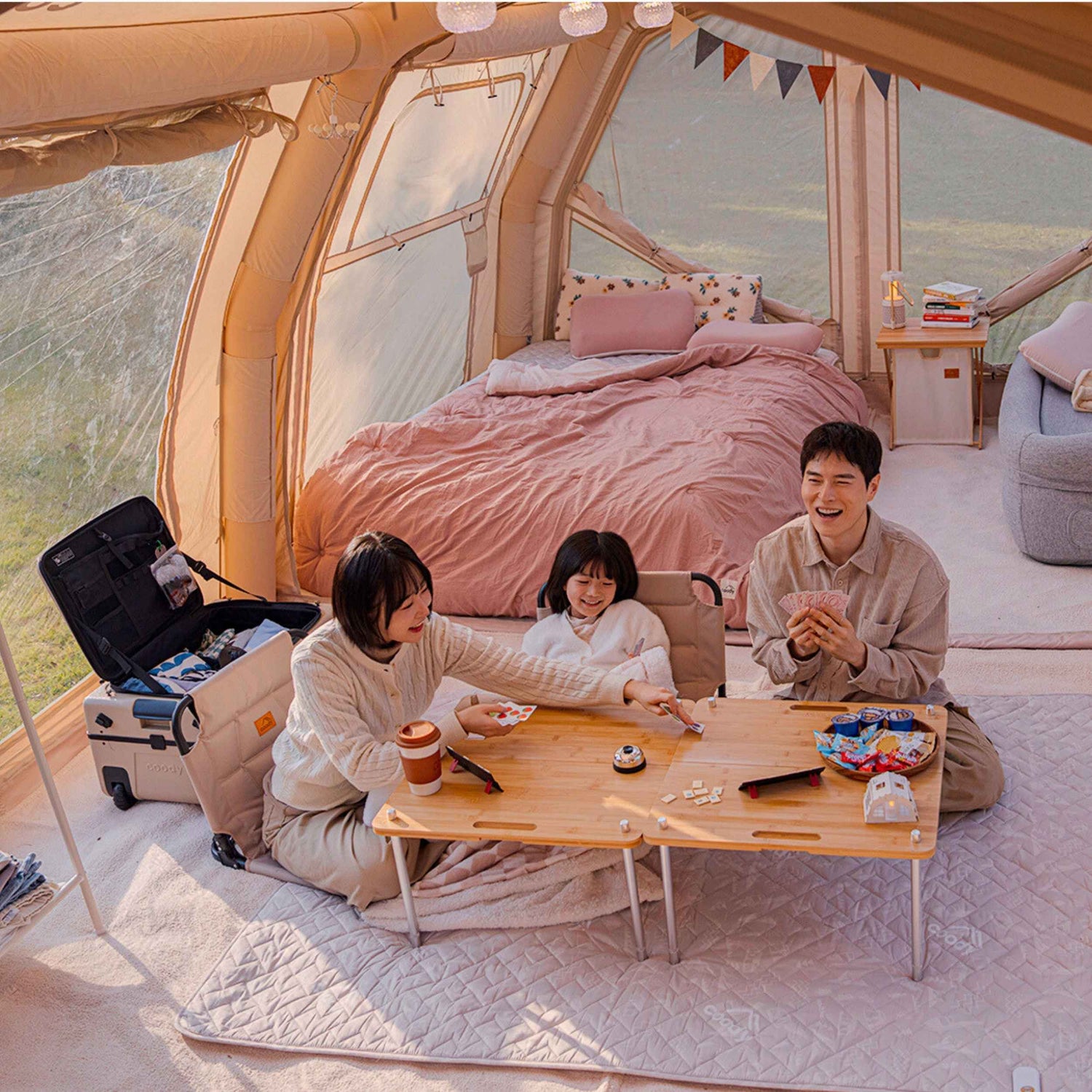 Coody Familia AirTent 17.2 Pro Beige- Inflatable Tent for Camping (2-10 Person) - RBM Outdoors