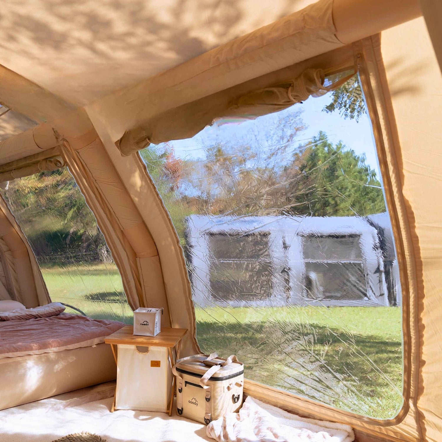 Coody Familia AirTent 17.2 Pro Beige- Inflatable Tent for Camping (2-10 Person) - RBM Outdoors
