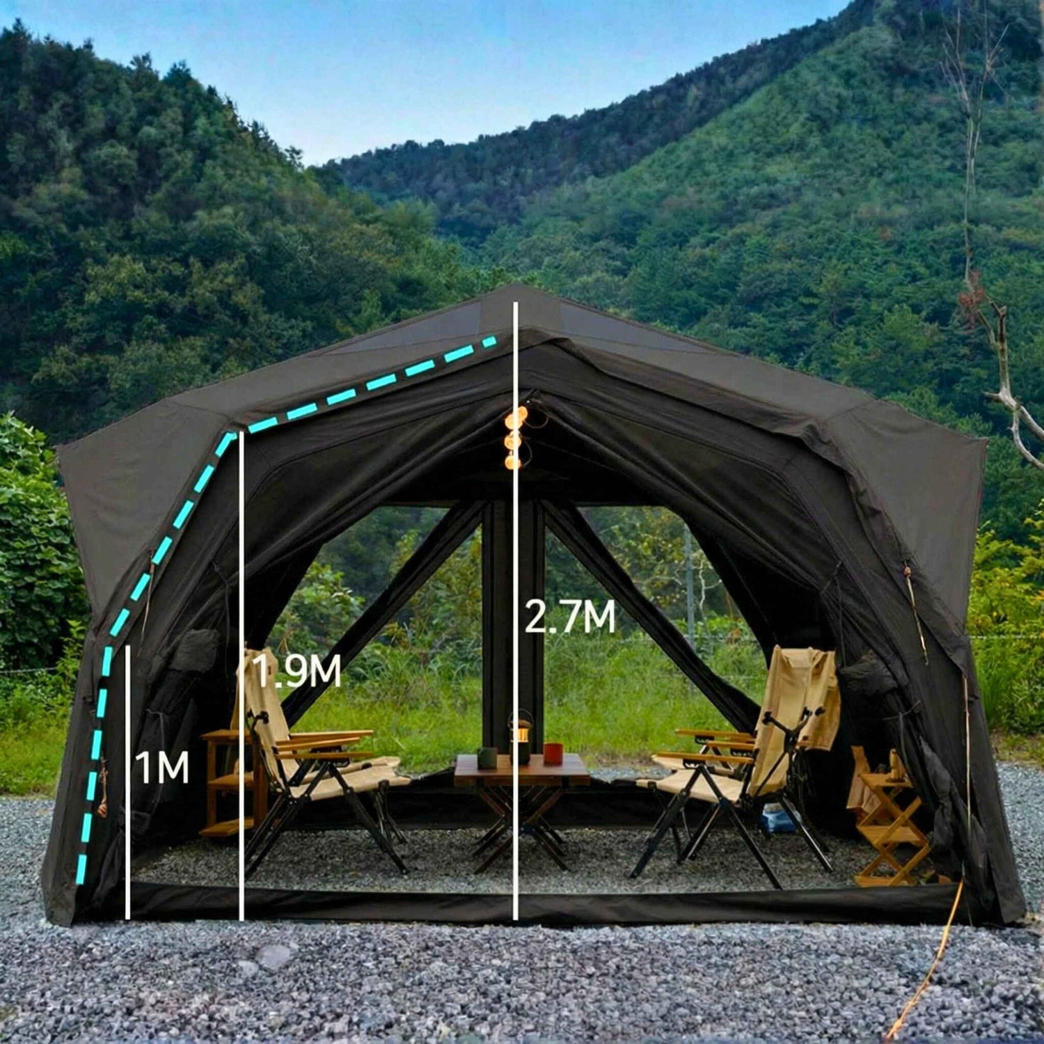Coody Hub Pro Black - Inflatable Tent for Camping (2-6 Person)