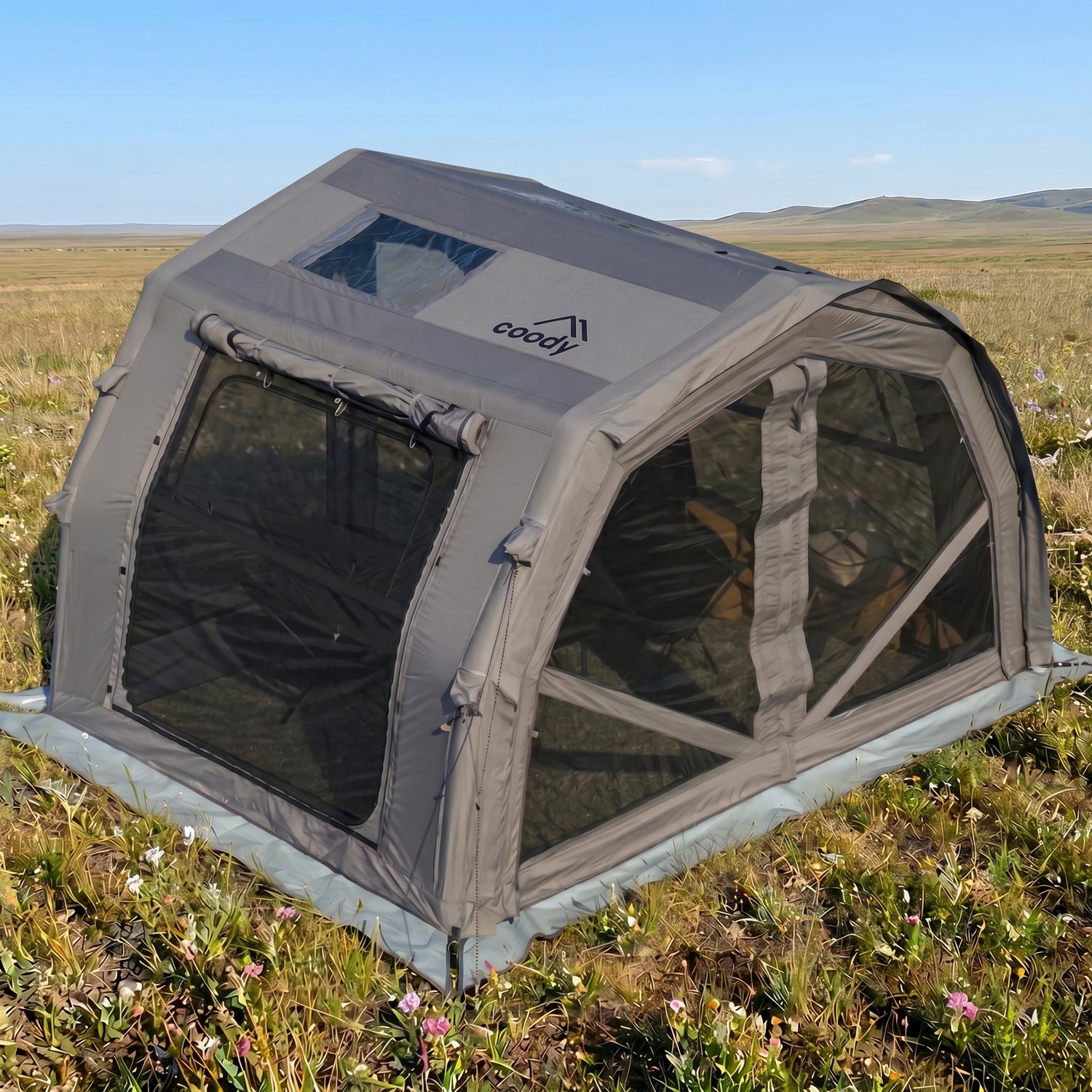 Coody 10.0 PRO Gray Premium Inflatable Canvas Tent for 2–4 Campers