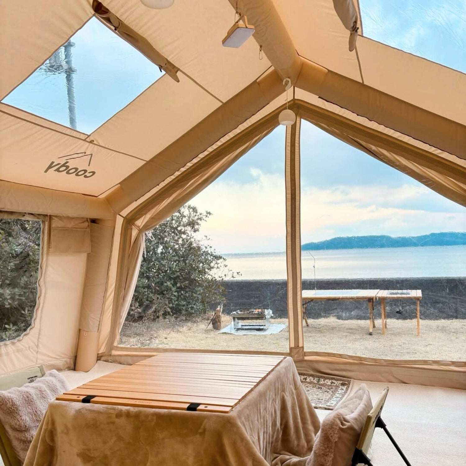 Coody 17.2 Beige (2-10 person) + Ground Sheet PVC + Carpet Coody 17.2 + Electric Pump - RBM Outdoors