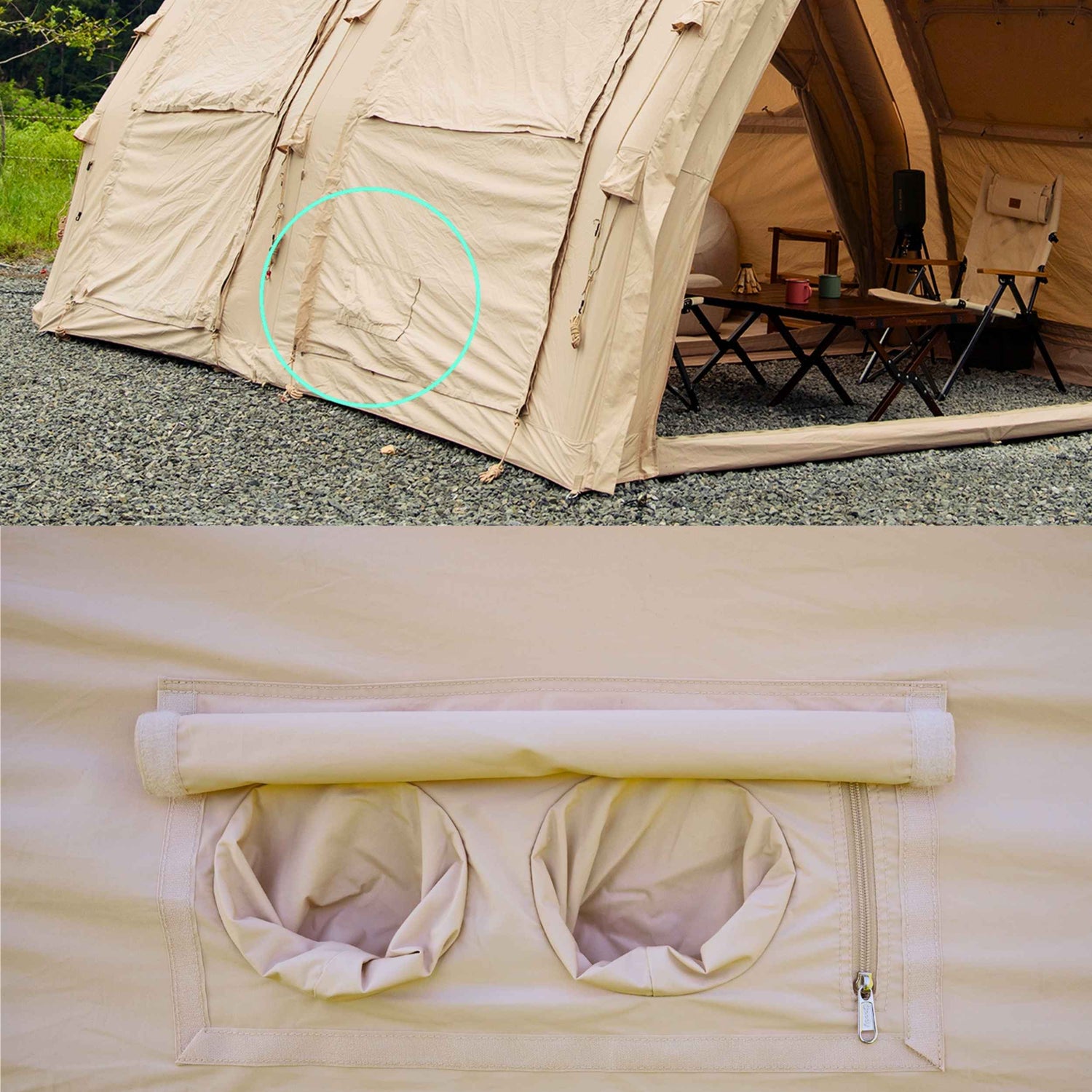 Coody Familia AirTent 17.2 Pro Beige- Inflatable Tent for Camping (2-10 Person) - RBM Outdoors