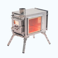 Small Wood Stove With Fire-Resistant Glass