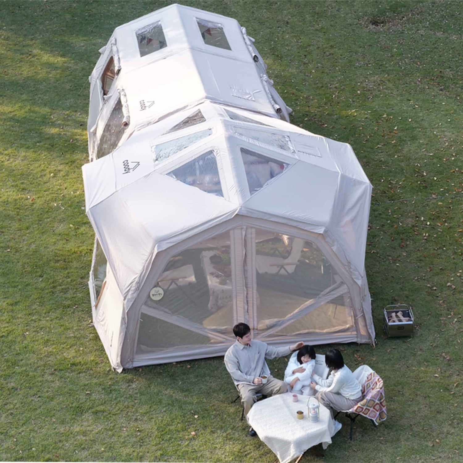 Coody Familia AirTent 17.2 Pro Beige- Inflatable Tent for Camping (2-10 Person)