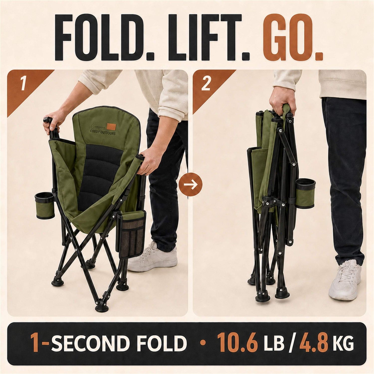Coody Ouke Padded Camping Chair – Green