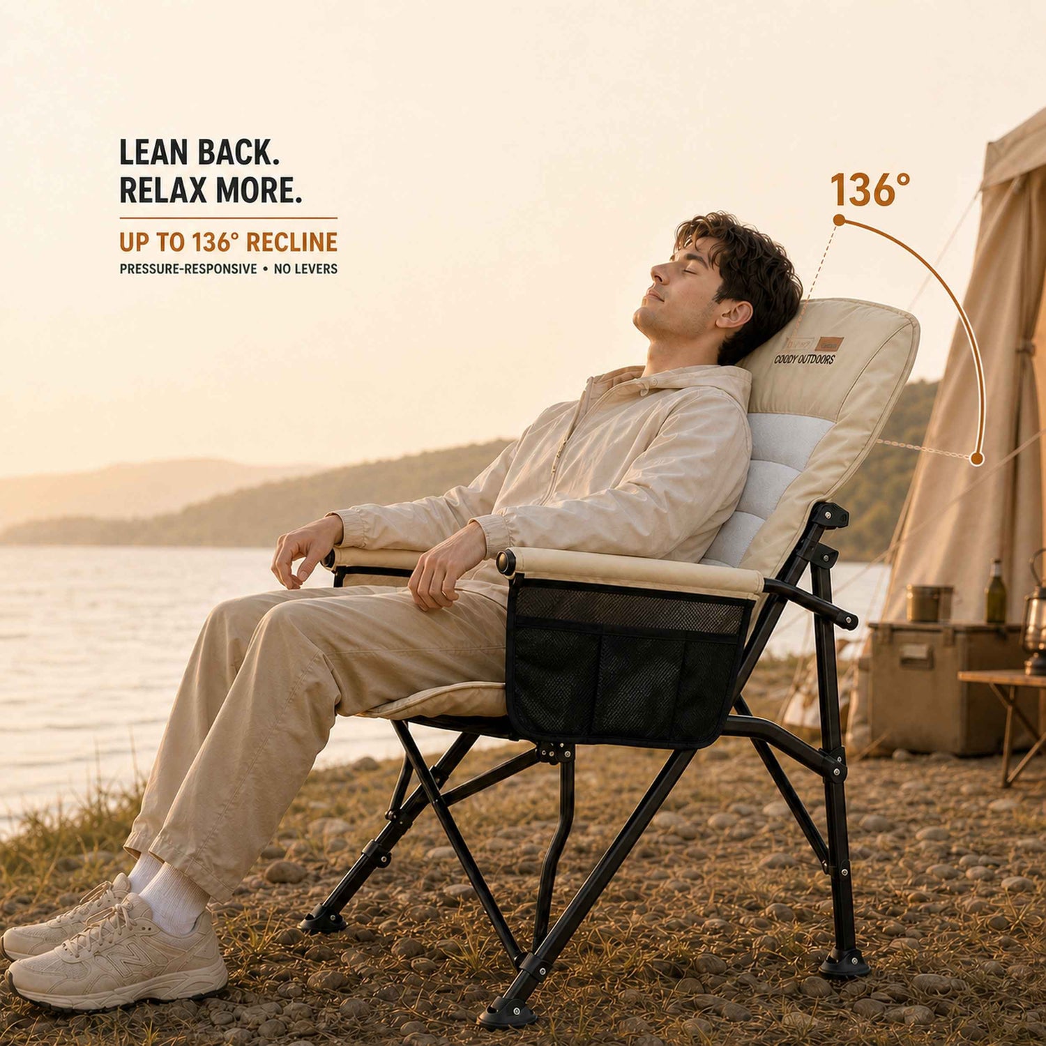 Coody Ouke Padded Camping Chair – Beige