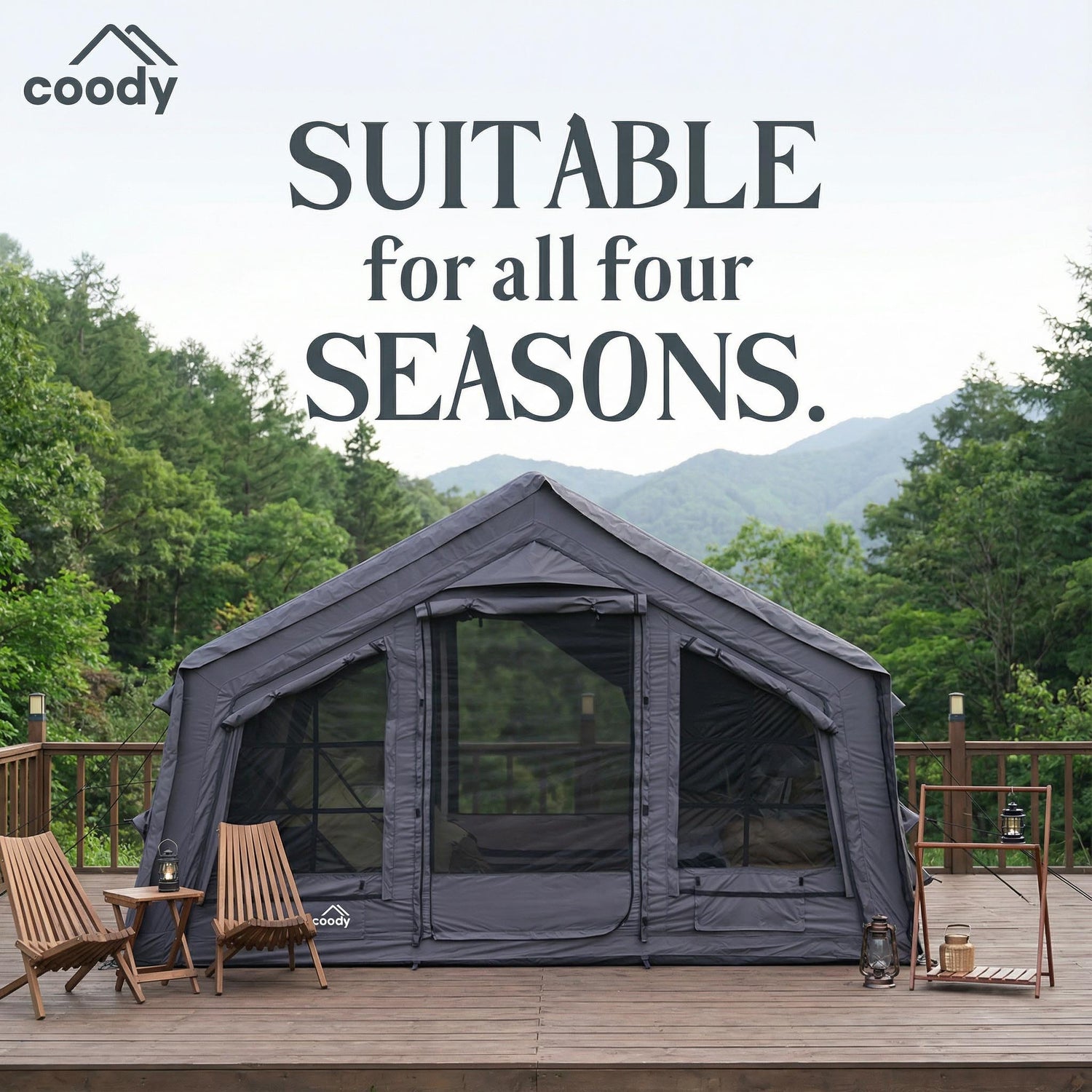Coody 17.2 (Koala-7) Gray Inflatable Tent House for Camping (2-10 person) - RBM Outdoors