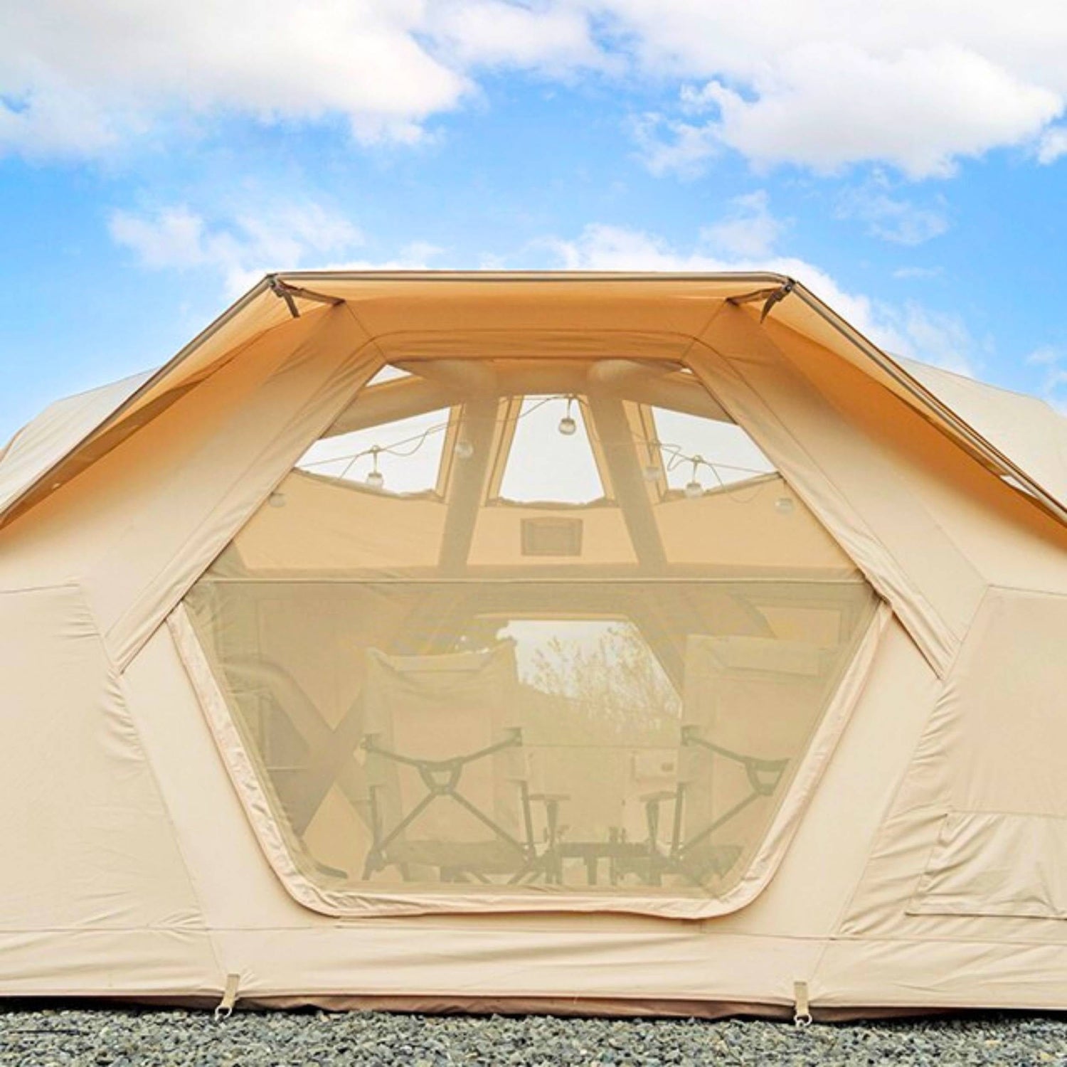 Coody Hub Pro Beige- Inflatable Tent for Camping (2-6 Person) - RBM Outdoors
