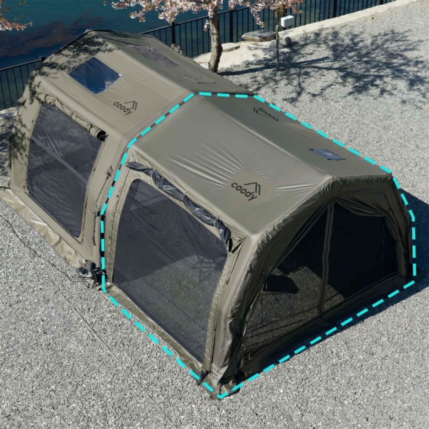 Coody AirTarp Forest Green - Toldo inflable para tienda de campaña (17,2, 13,6, cubo, 10,0)