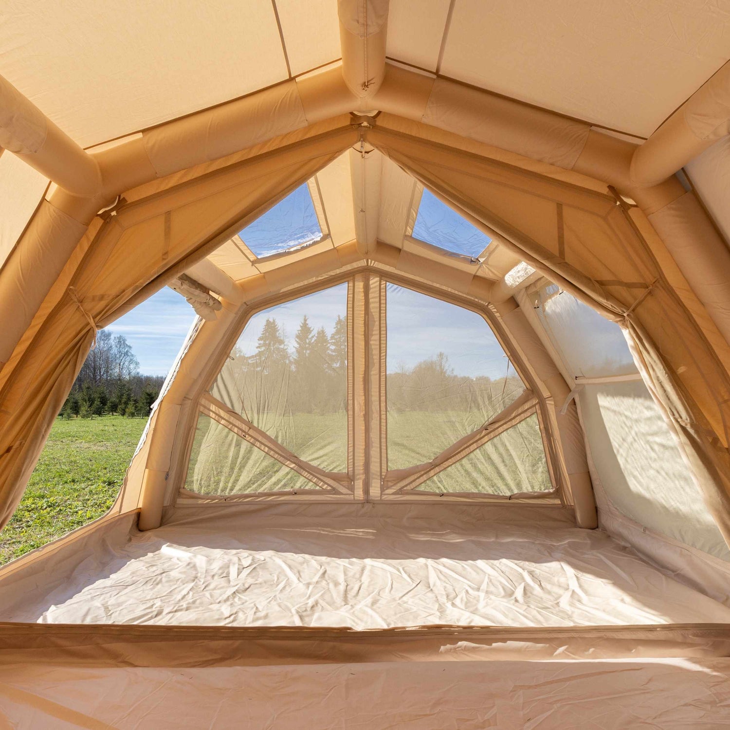 Coody Familia AirTent 17.2 PRO Beige (2-10 Person)+Electric Pump+TPU Door Beige+Ground Sheet