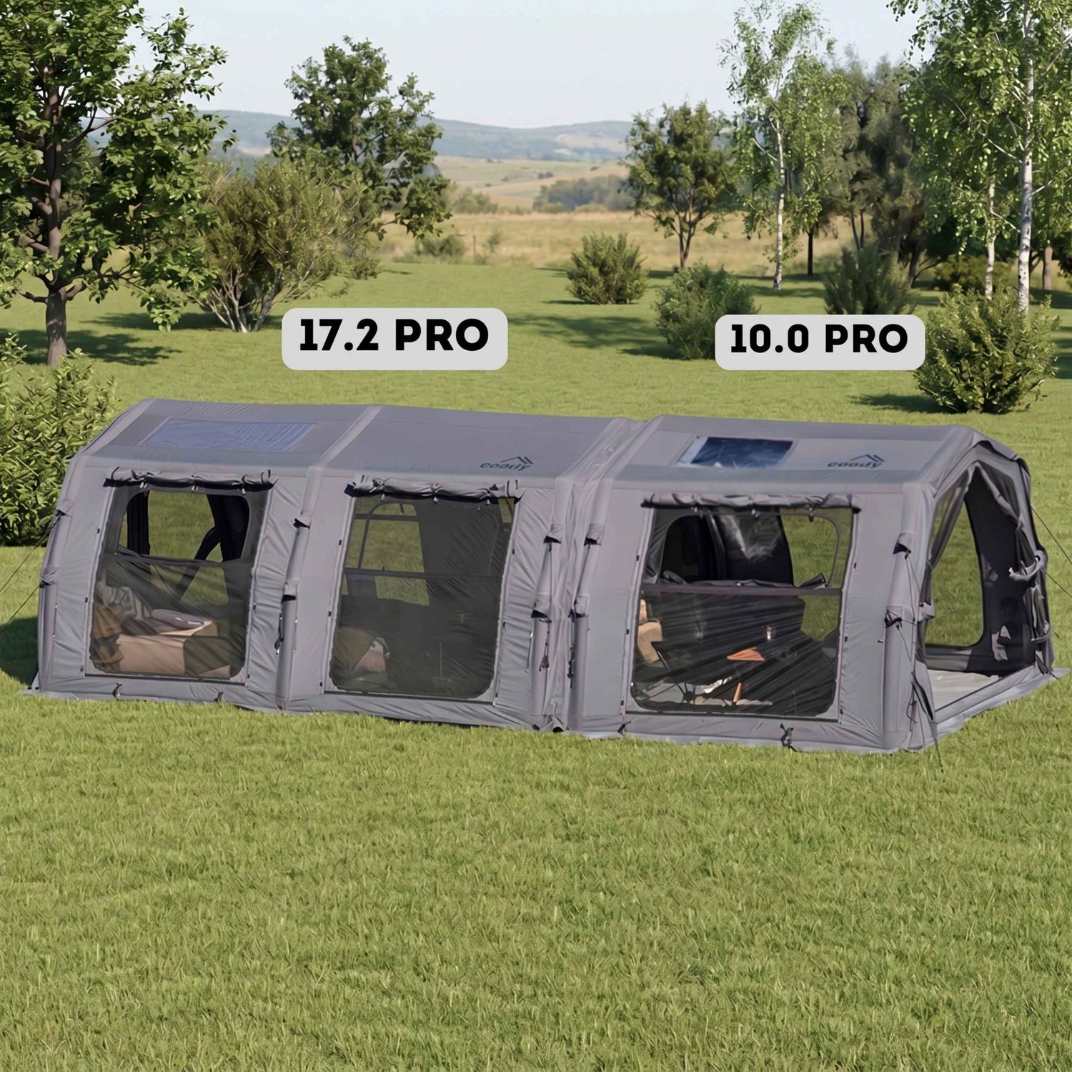 Coody 10.0 PRO Gray Premium Inflatable Canvas Tent for 2–4 Campers