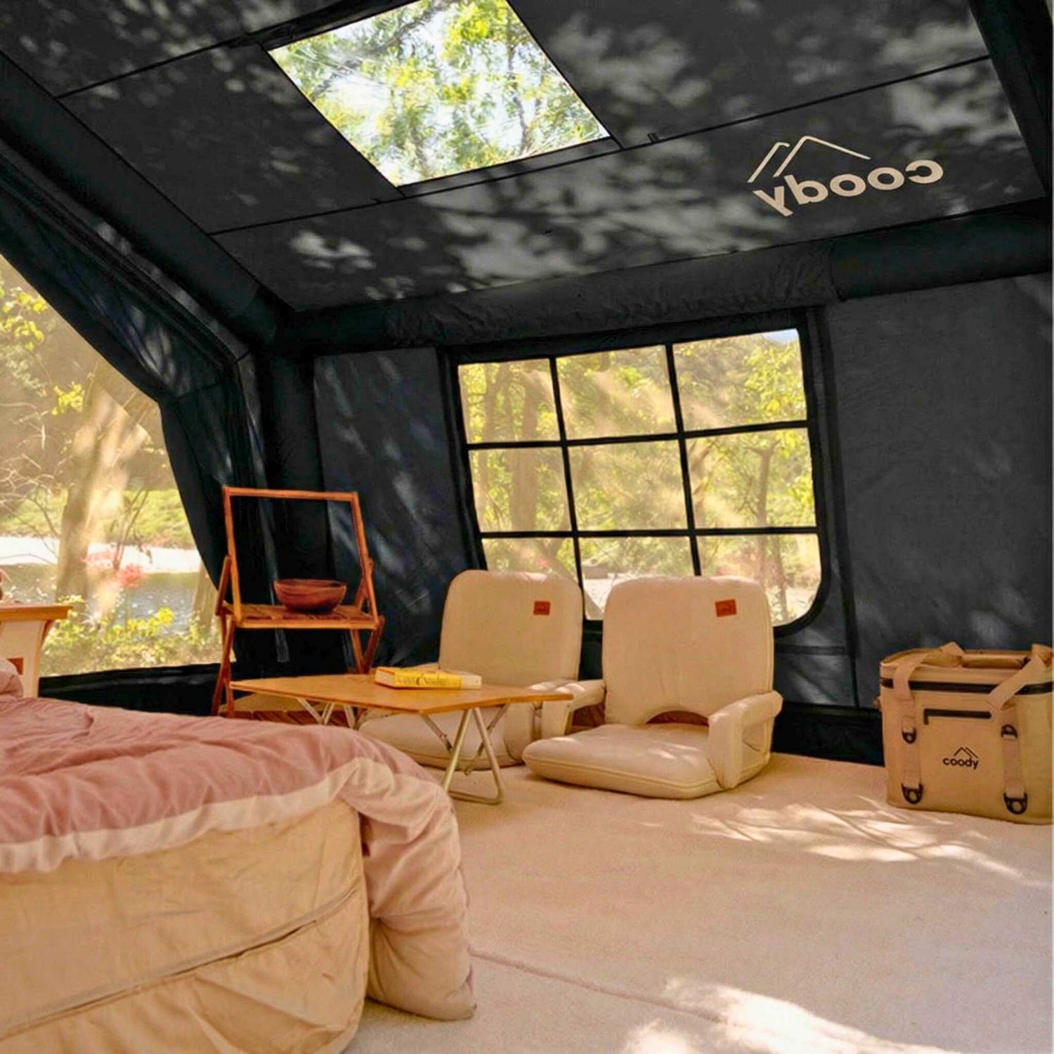 Coody 10.0 Black (2-4 person) + Ground Sheet PVC + Carpet Coody 10.0 + Electric Pump - RBM Outdoors