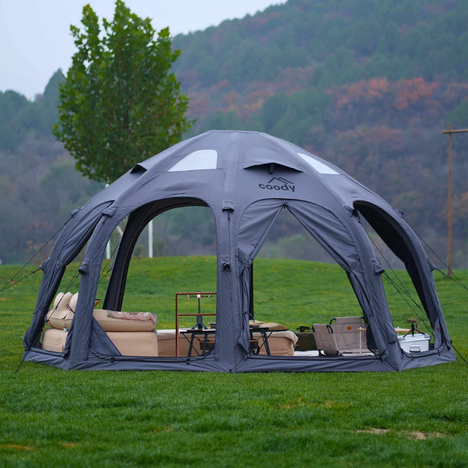 Tente gonflable de luxe Coody Aurora Dome Black (2-4 personnes)