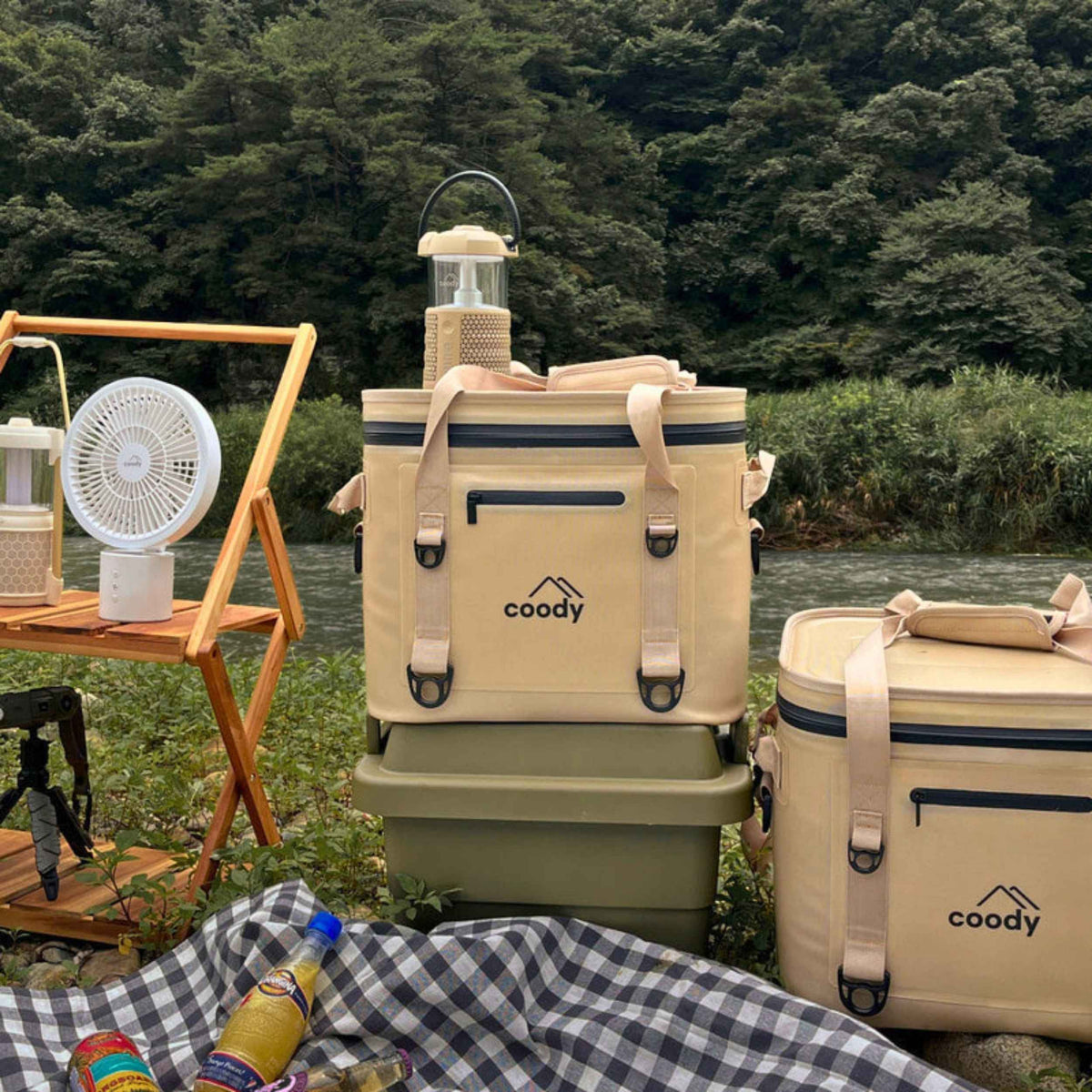 Coody Soft Cooler Bag 20L Beige – Holds Up to 30 Cans, 20mm High-Density NBR Insulation, AIR-TIGHT Zipper