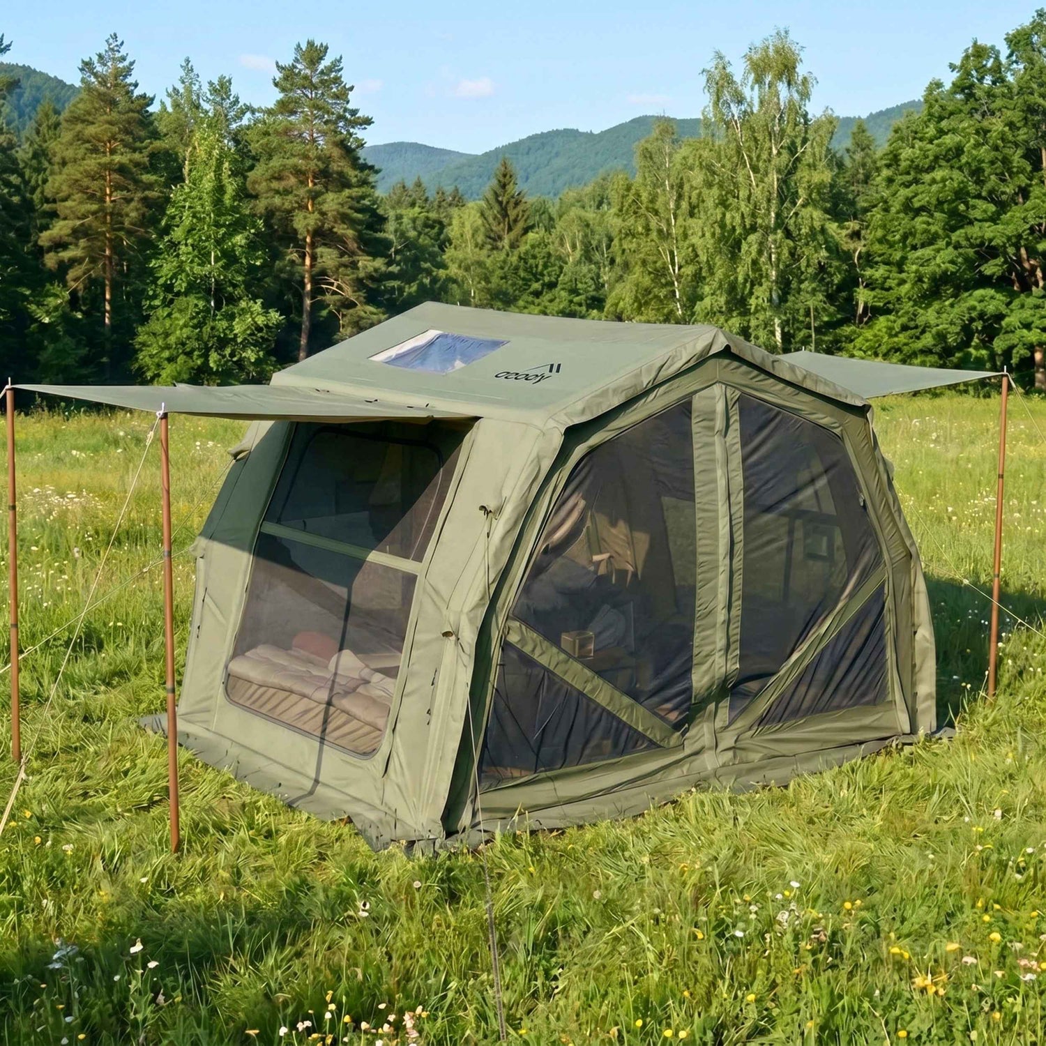 Coody 10.0 PRO Forest Green Premium Inflatable Canvas Tent for 2–4 Campers