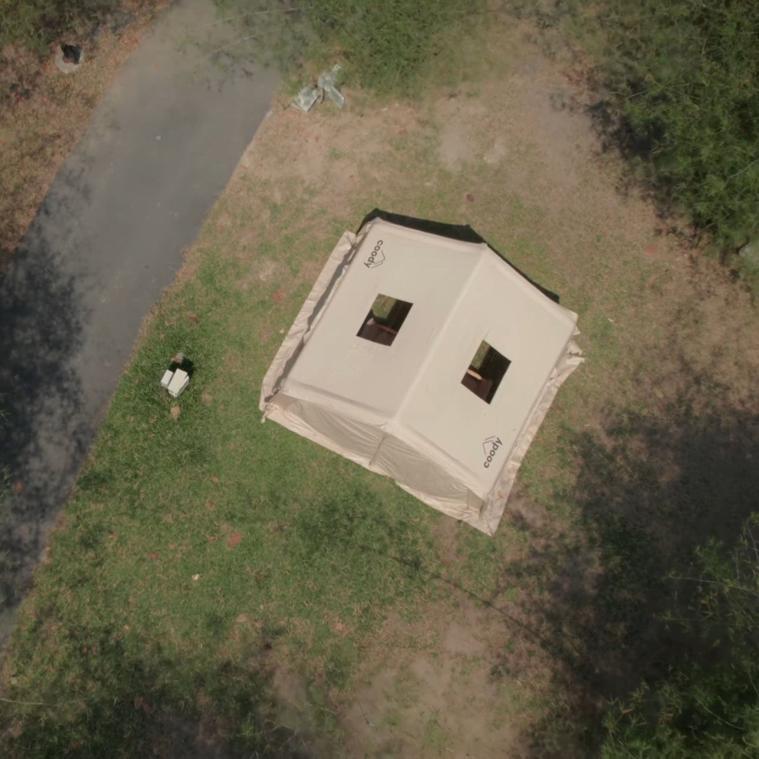 Inflatable family tent bundle with padded interior floor system