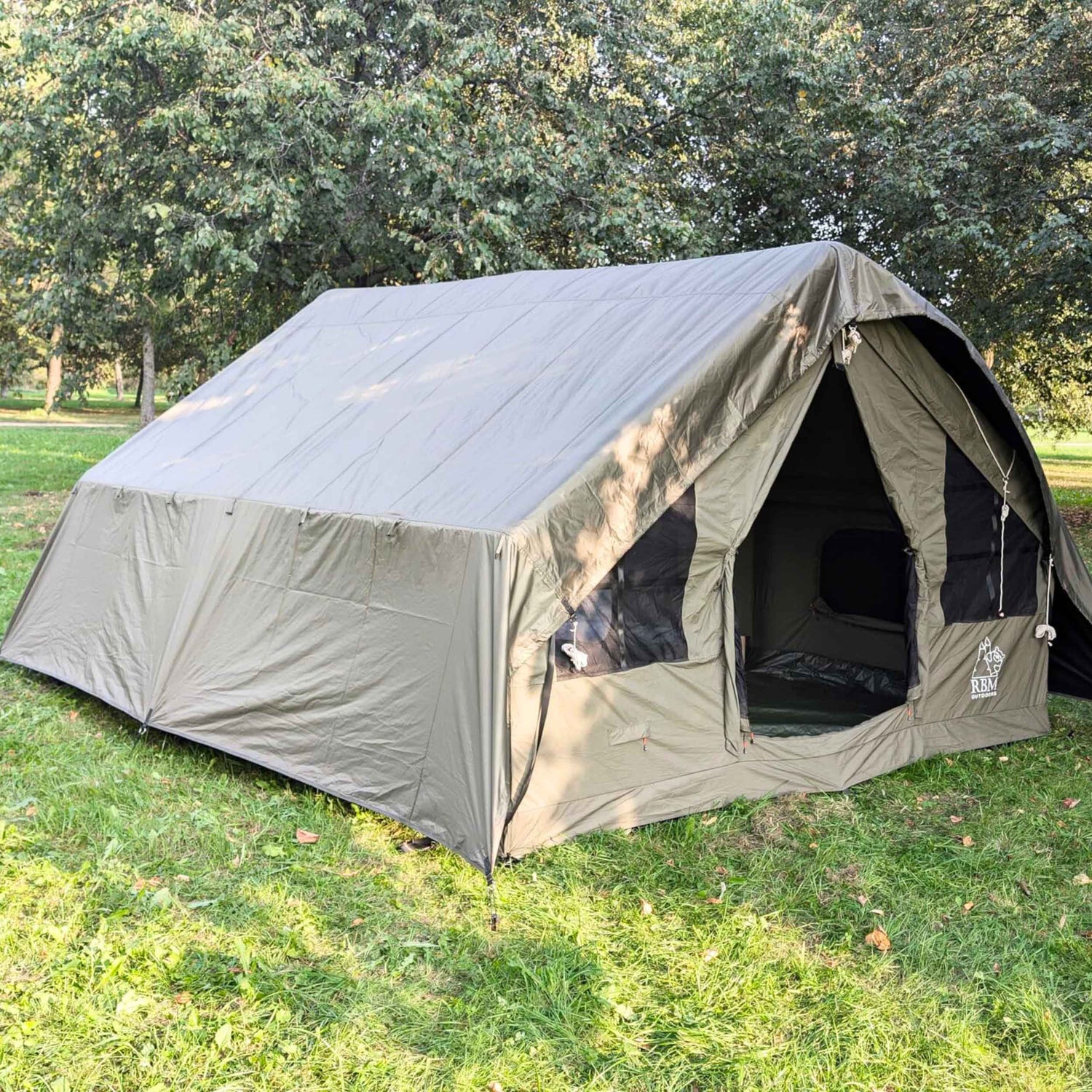 RBM Panda Large Forest Green + Stove Caminus M - Inflatable Tents for Camping with Stove