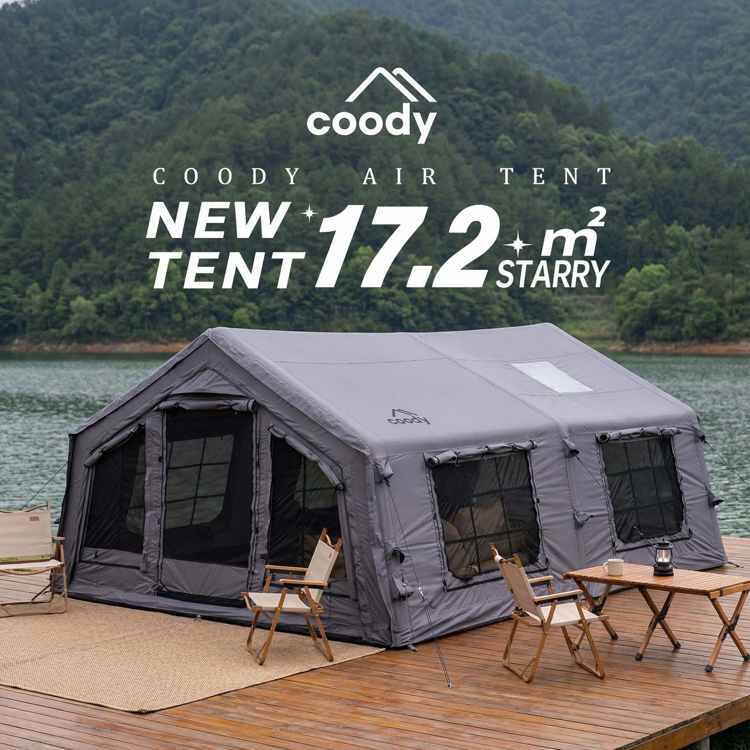 Coody 17.2 (Koala-7) Gray Inflatable Tent House for Camping (2-10 person) - RBM Outdoors