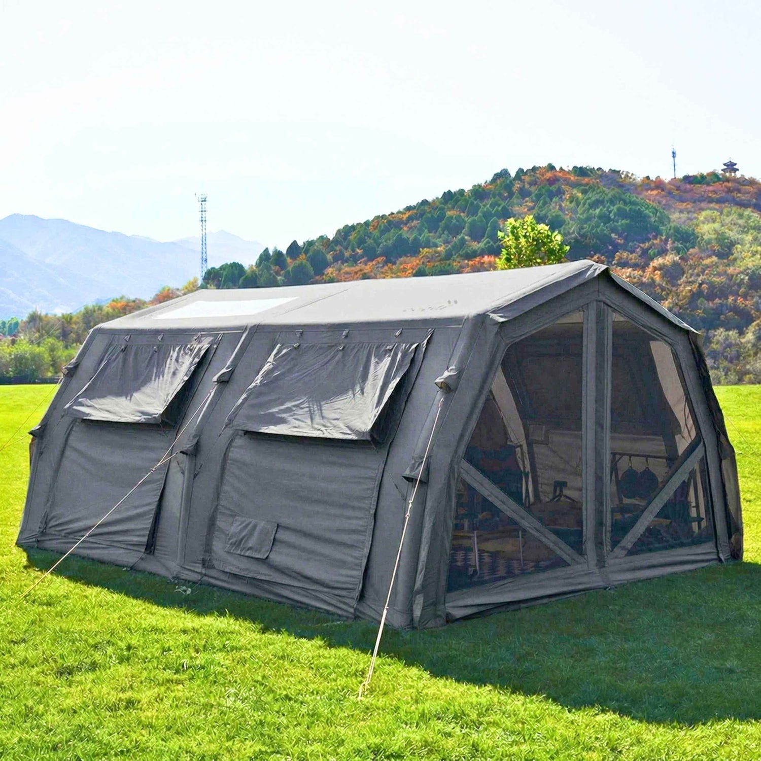 Coody Familia AirTent 17.2 PRO Gray (2-10 Person)+Electric Pump+Ground Sheet