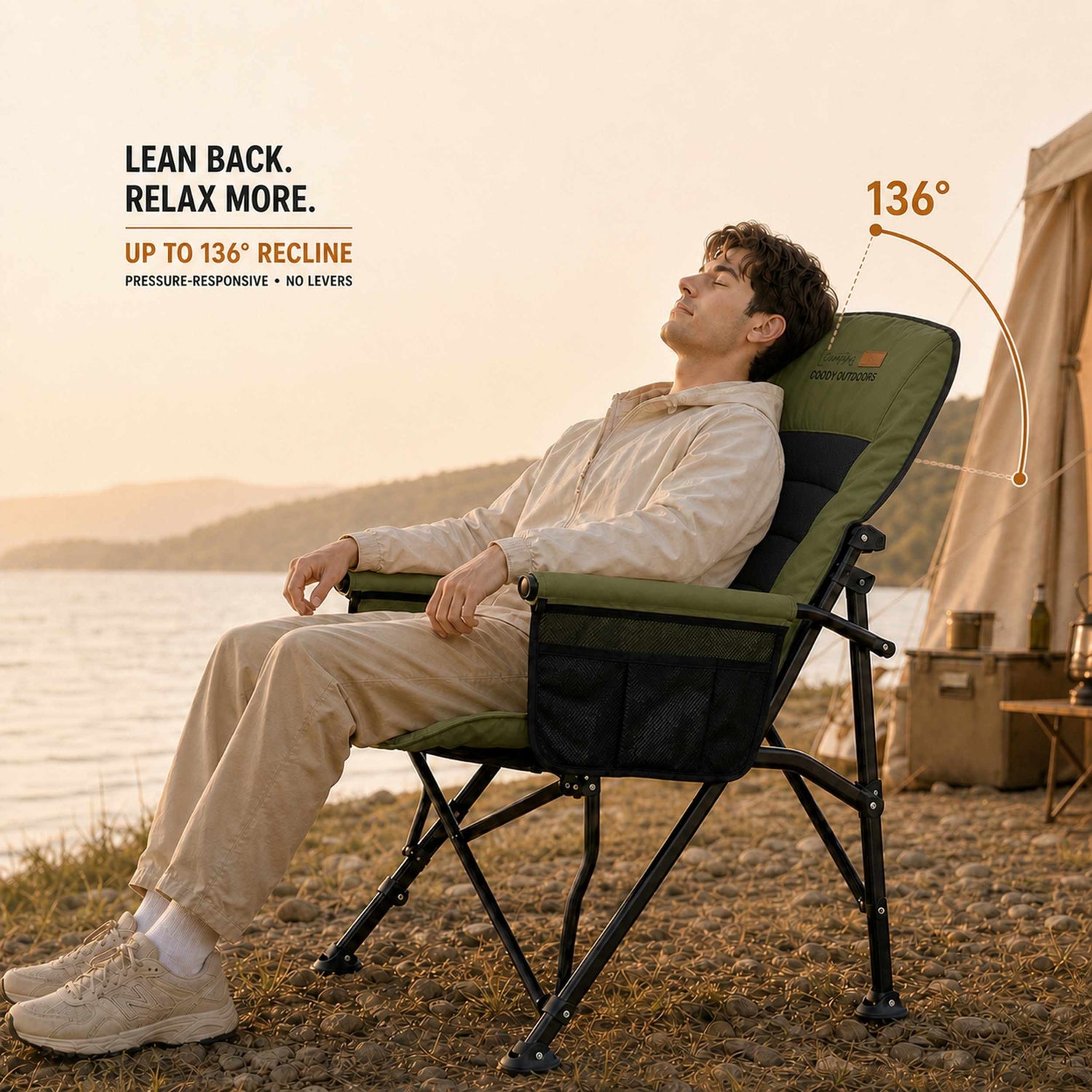 Coody Ouke Padded Camping Chair – Green