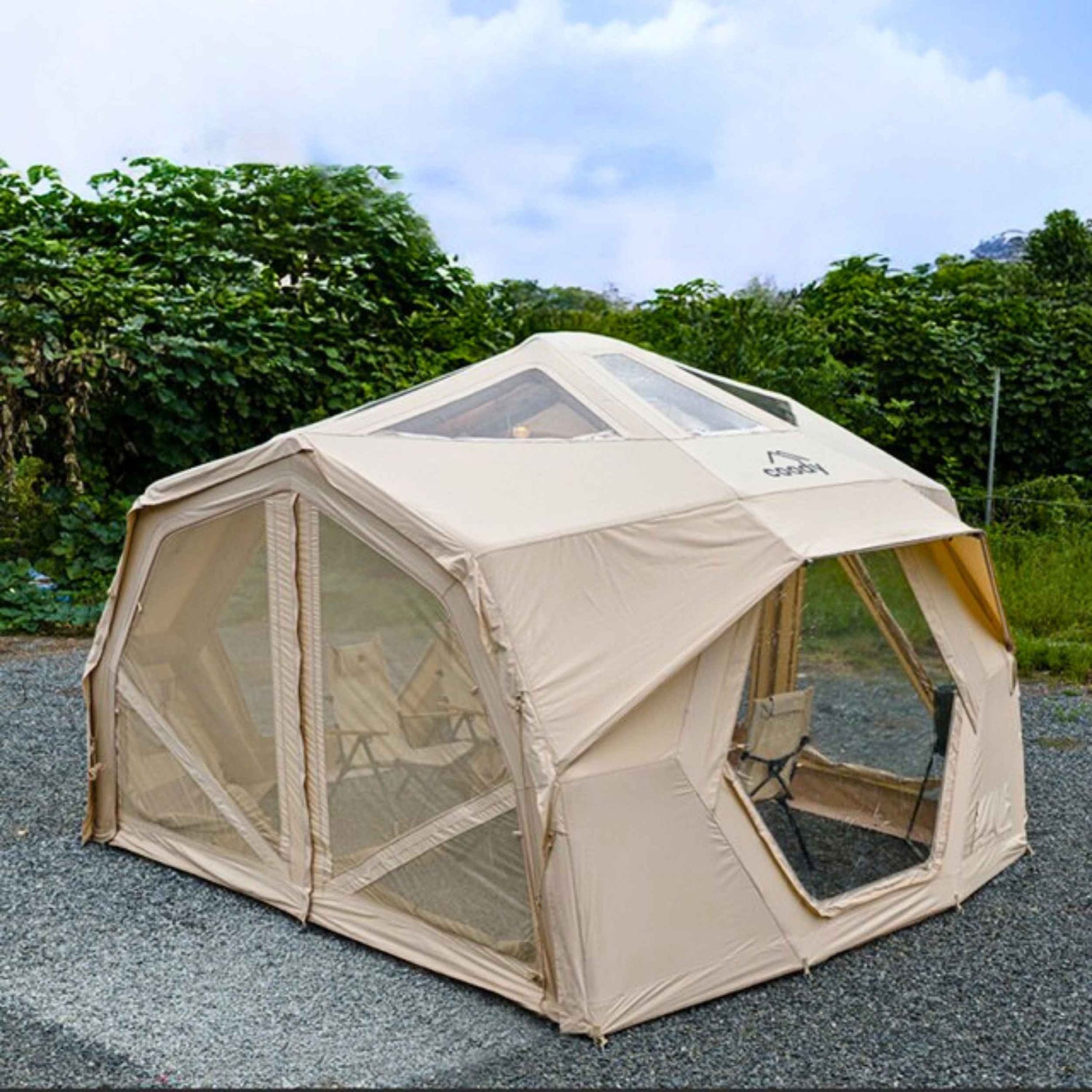 Coody Hub Pro Beige- Inflatable Tent for Camping (2-6 Person) - RBM Outdoors