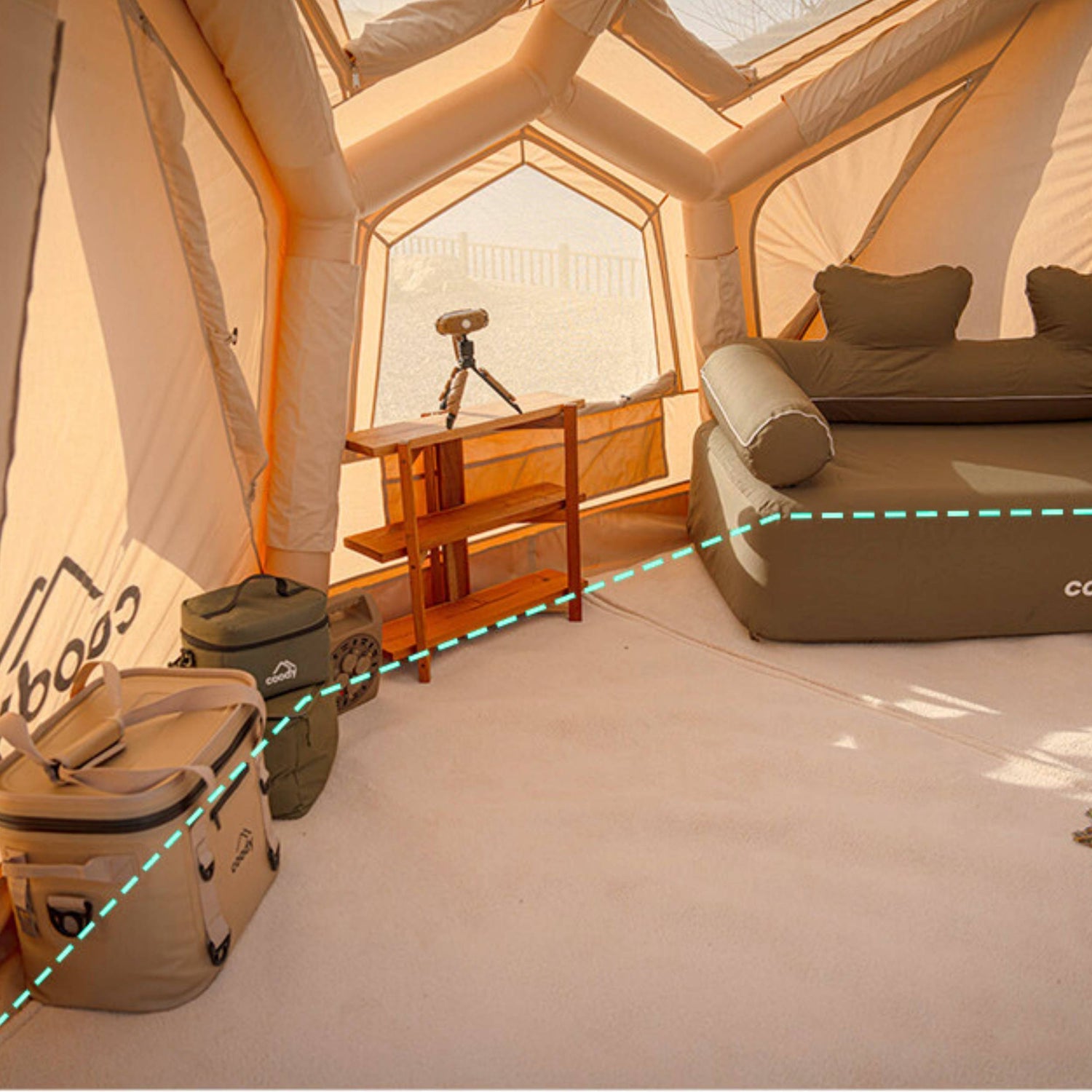 Spacious airtent inflatable shelter for 2-4 campers seeking comfort and airflow