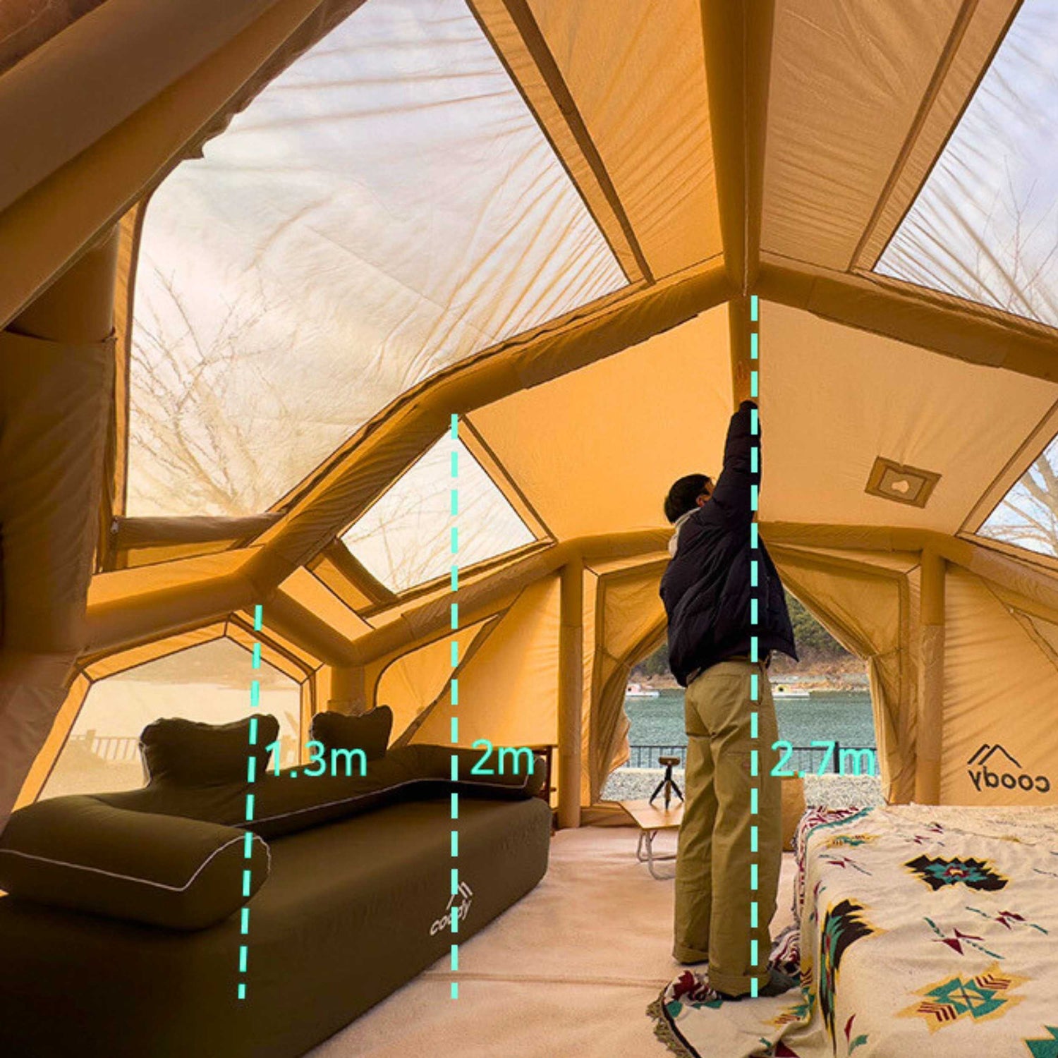 Coody Bestona blow up tent with breathable TC canvas and panoramic windows