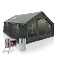 Coody 17.2 | RBM Outdoors (Koala 7) Forest Green + Stove Caminus M - Inflatable Tents with Stove
