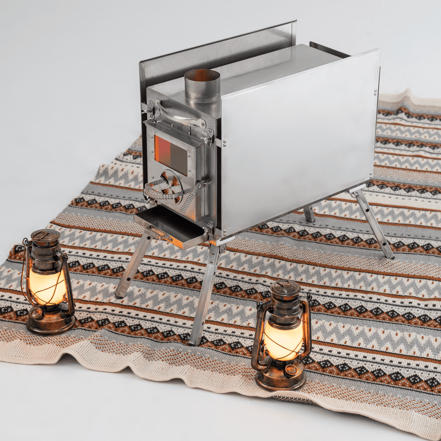 RBM Caminus S small wood burning tent stove with chimney