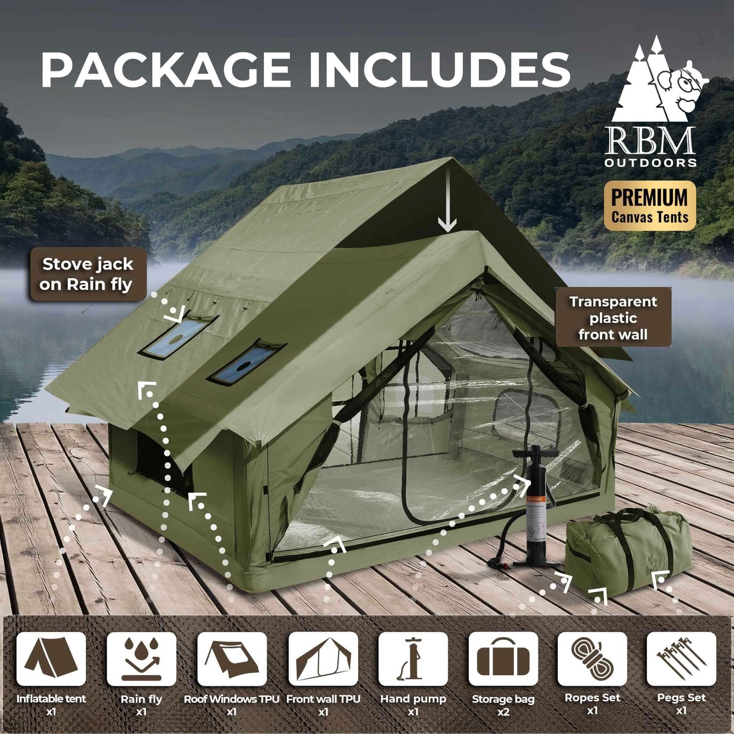 Compact blow up tent for weekend outdoor camping trips