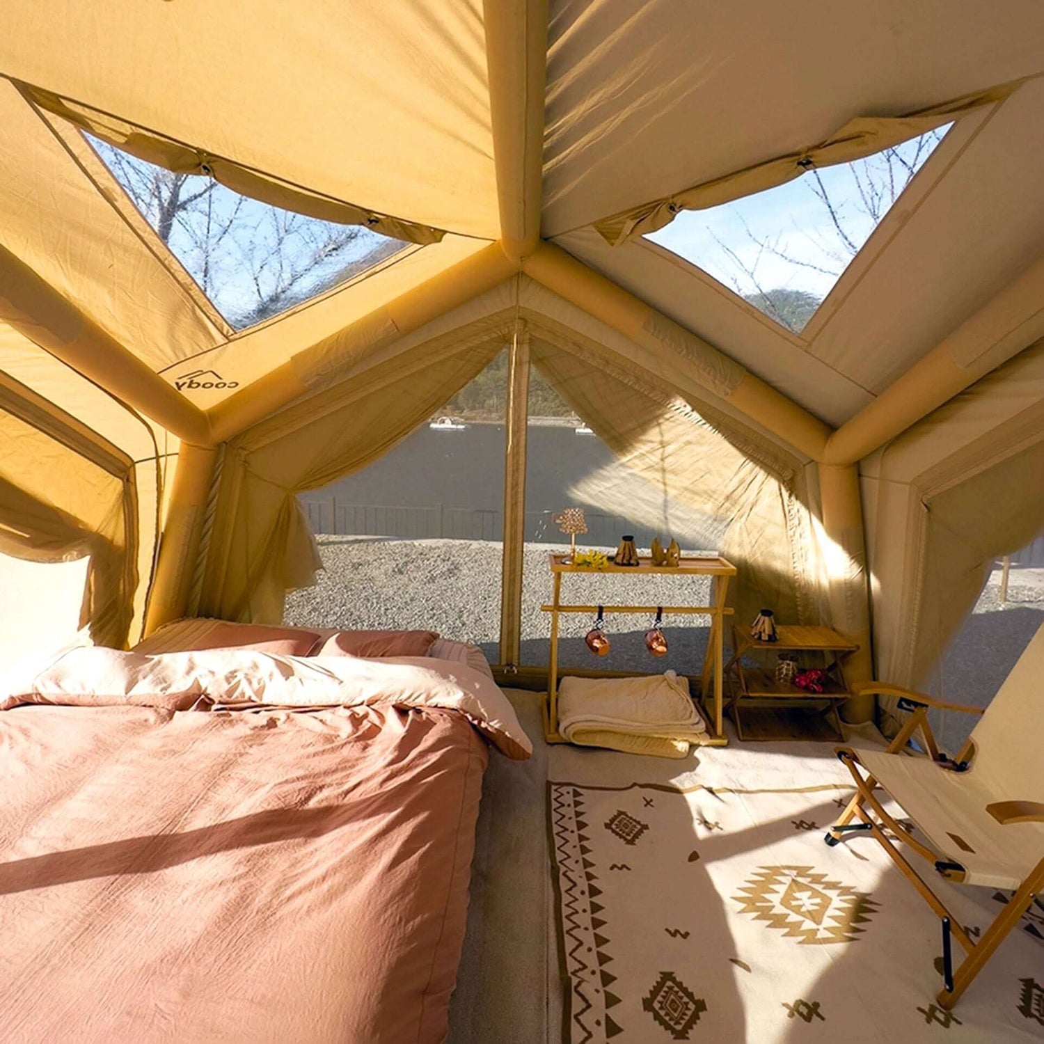 Coody Hub modular blow up tent made from breathable cotton fabric