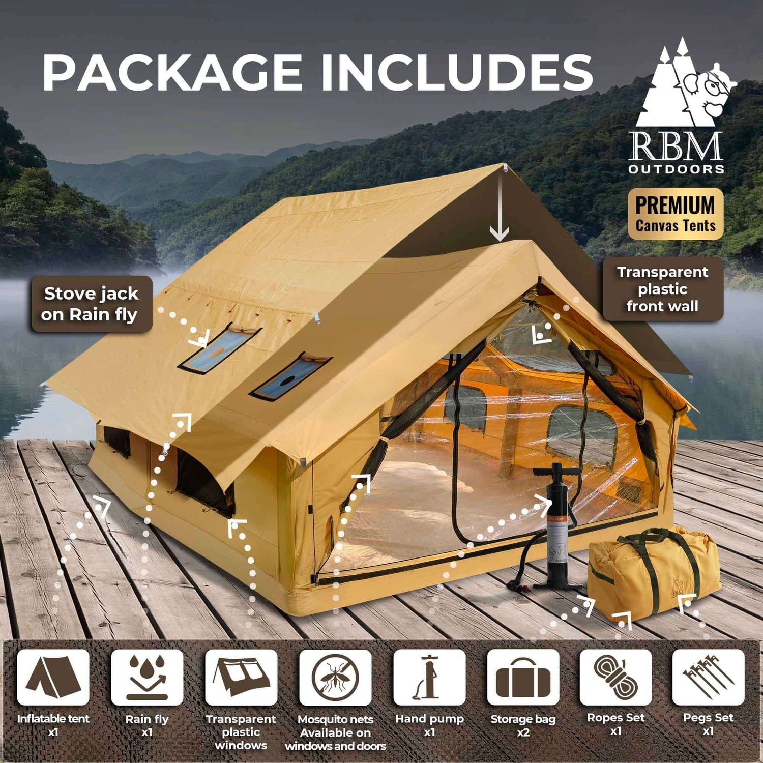 RBM Panda Large inflatable airtent for outdoor camping