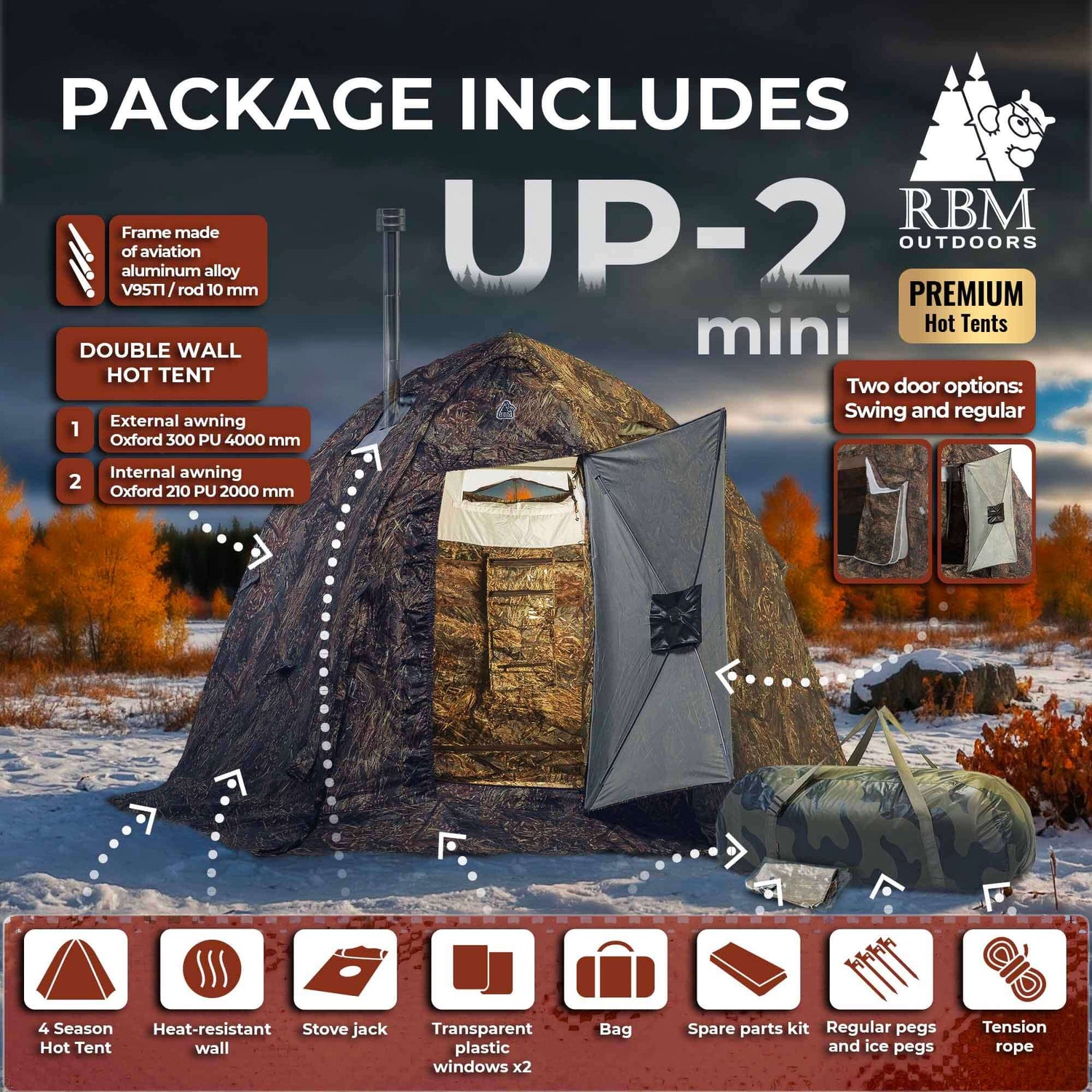 RBM All-Seasons tent UP-2 Mini for 1-3 person