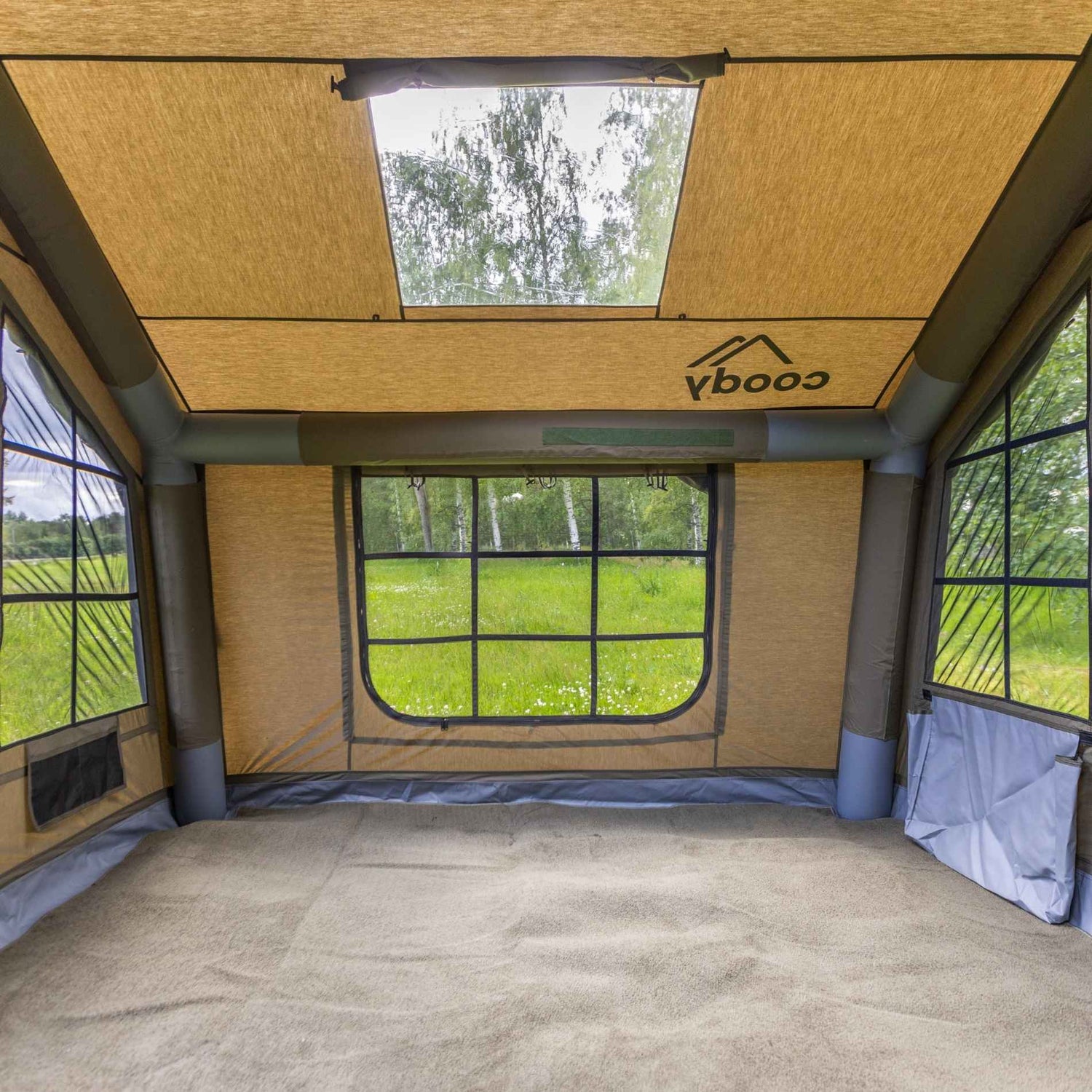 Inflatable family tent flooring mat for warmth, comfort and moisture protection