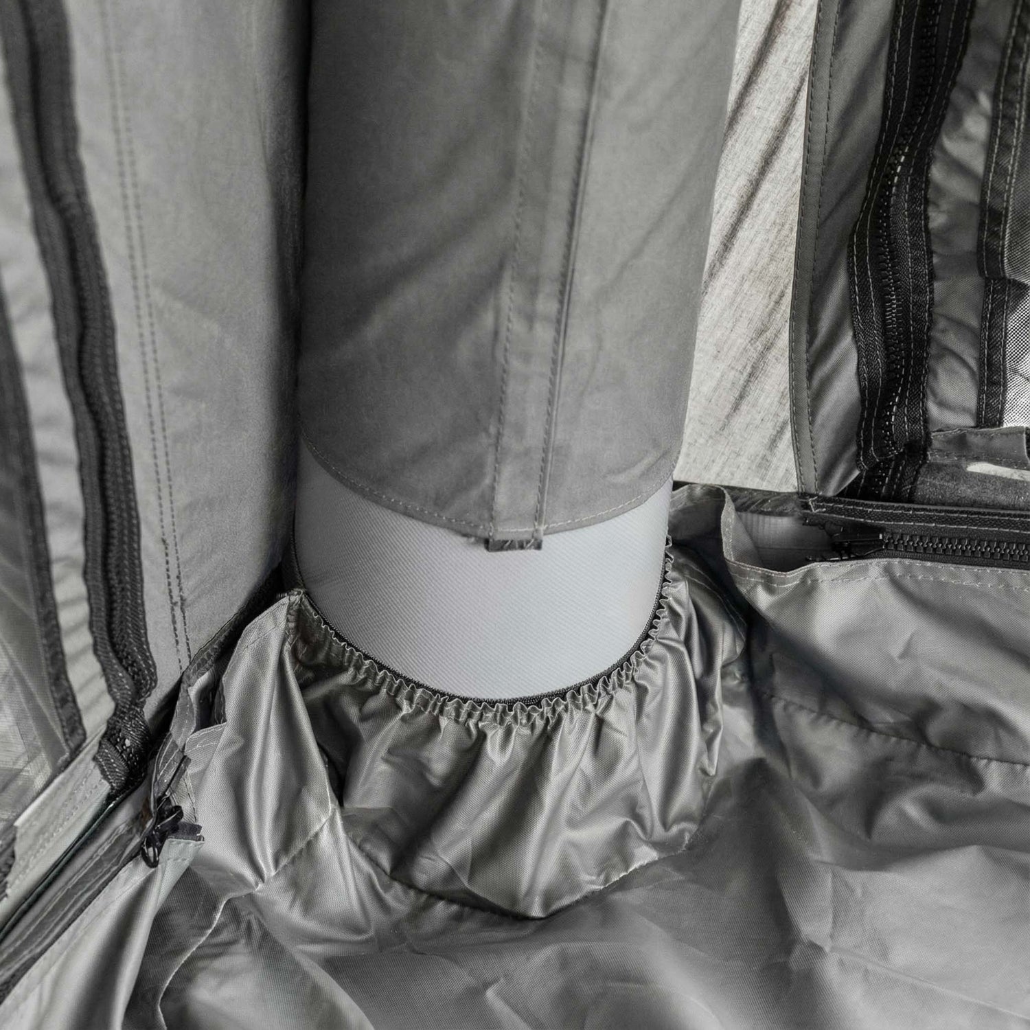 Spacious inflatable basecamp tent for shared dining and lounge area