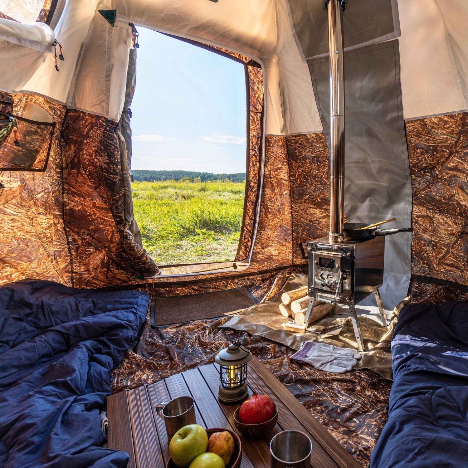 RBM All-Seasons tent UP-2 Mini for 1-3 person + Wood Stove Caminus S