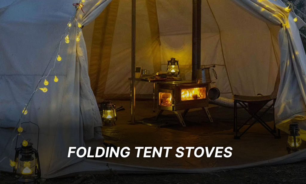 Folding tent stoves