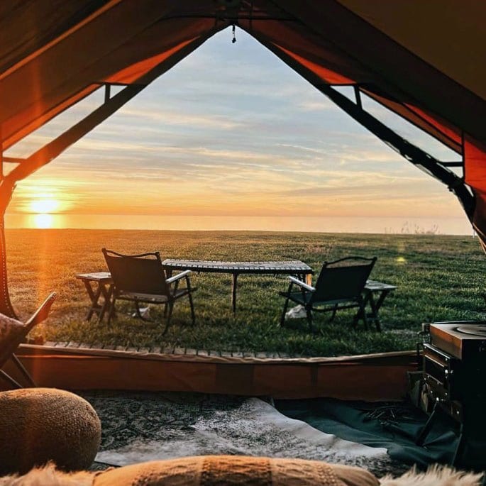 Sunset view from Panda Large inflatable tent