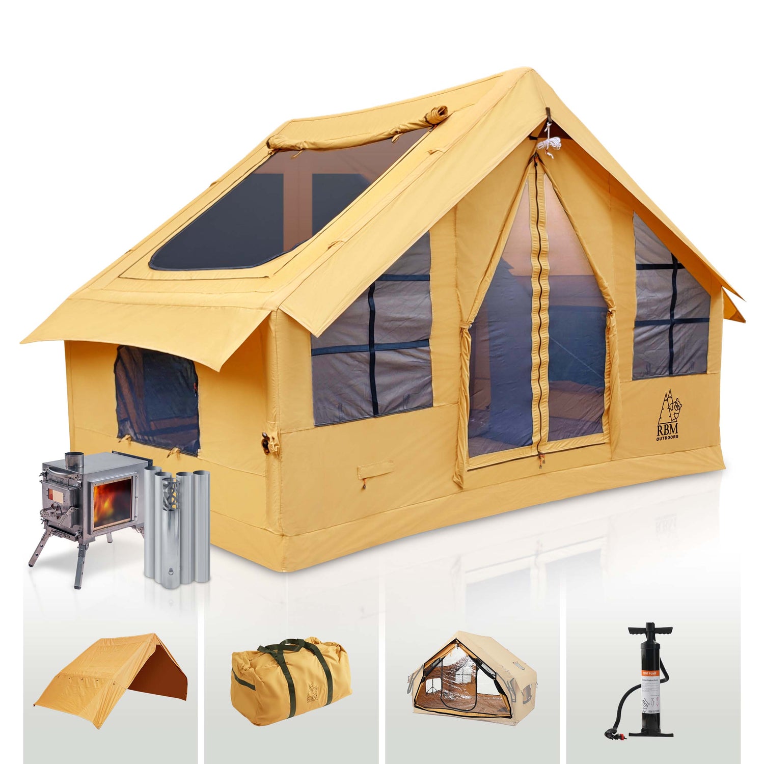RBM Panda Medium Sunny Beige (1-4 person) + RBM Wood Stove Caminus S
