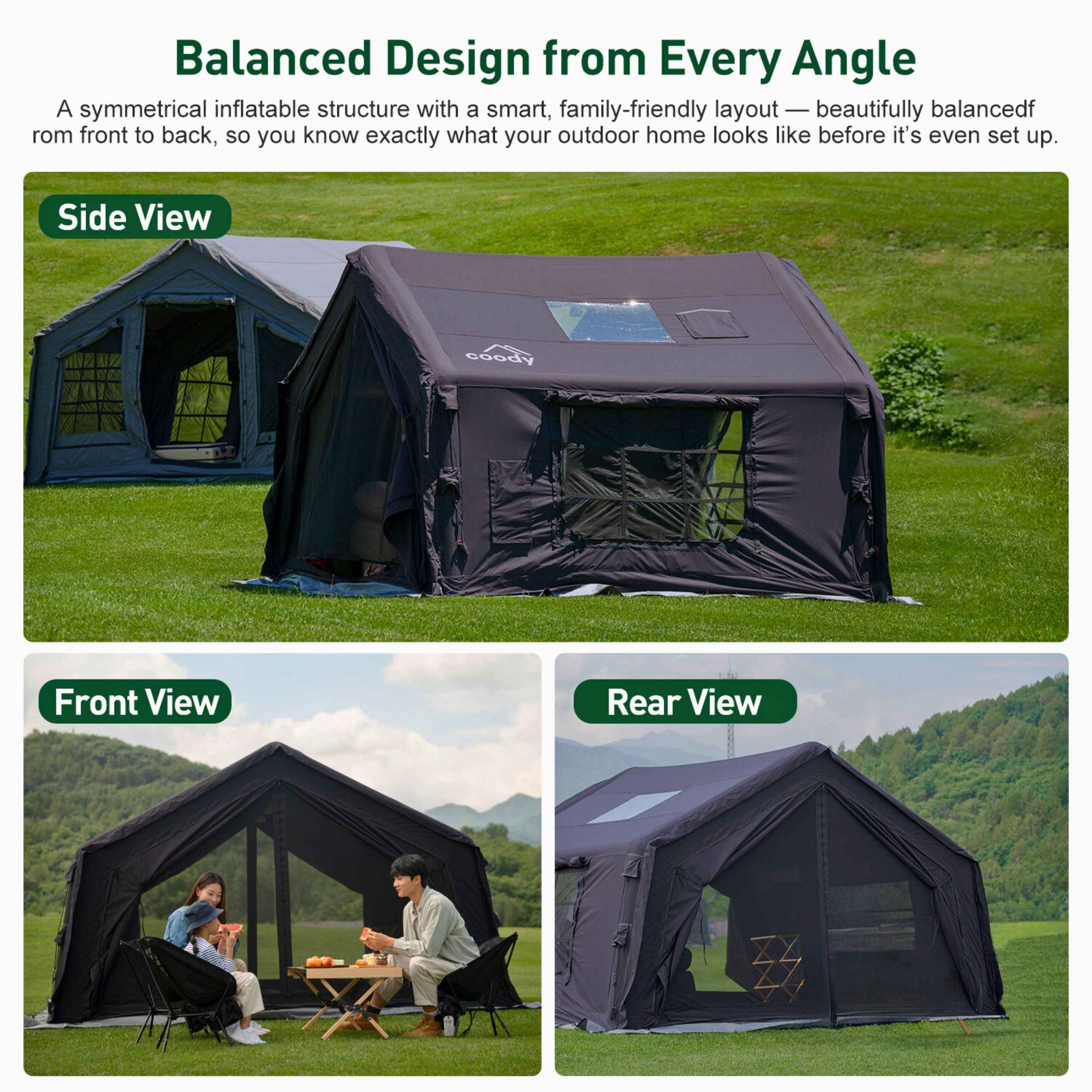 Coody 10.0 Black Inflatable Tent for Camping (2-4 person) | RBM