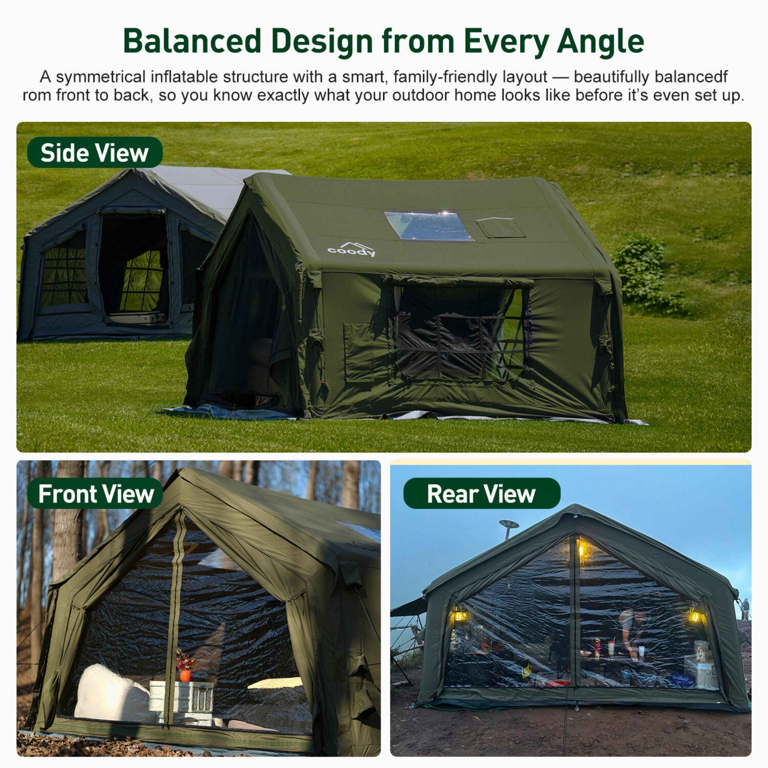 Coody 10.0 Forest Green (2-4 person) + Ground Sheet PVC + Carpet
