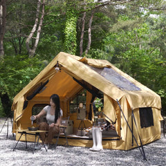 Breathable canvas blow up tent with strong air beam structure